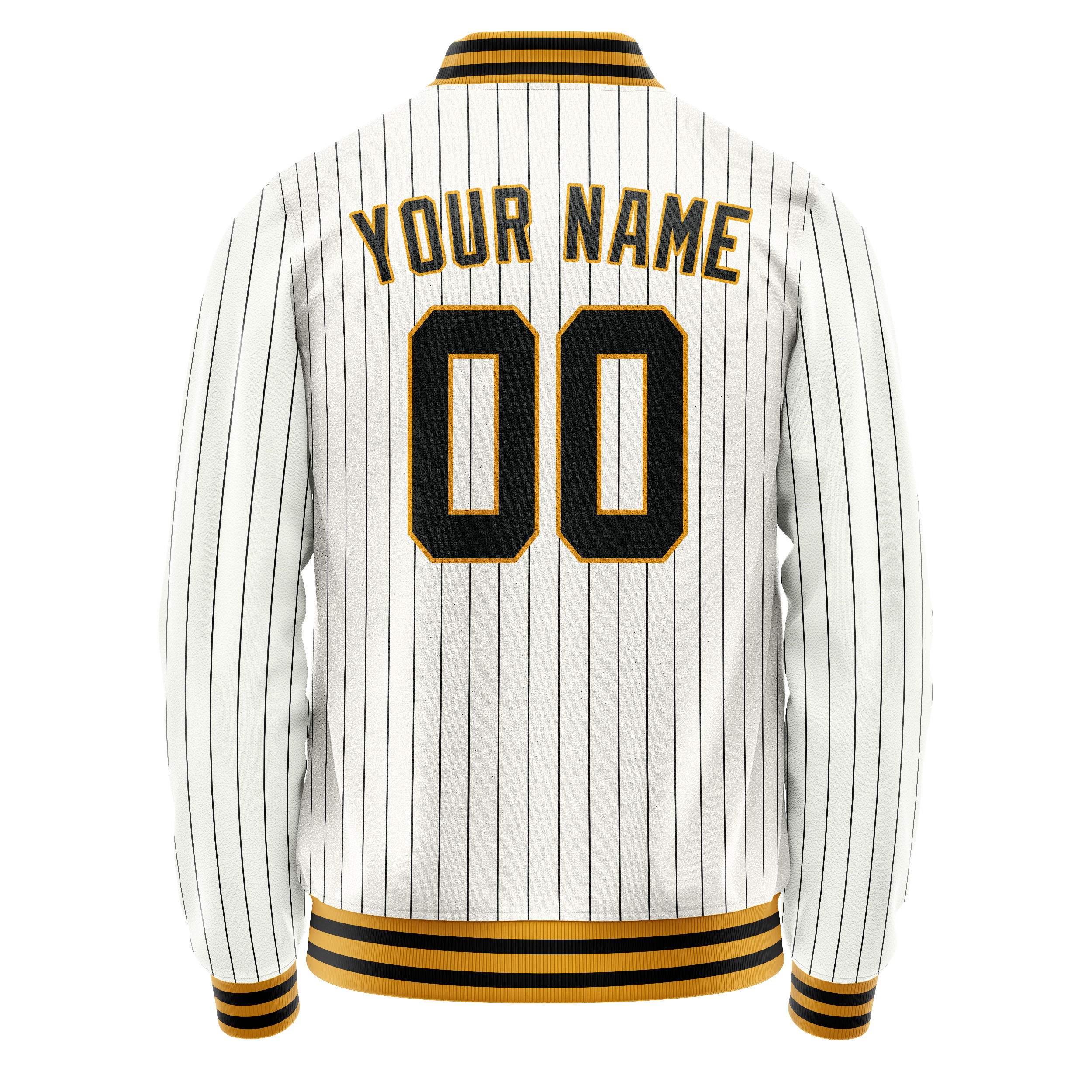 Custom White Black Black Pinstripe Varsity Letterman Jacket JA02240617JC490