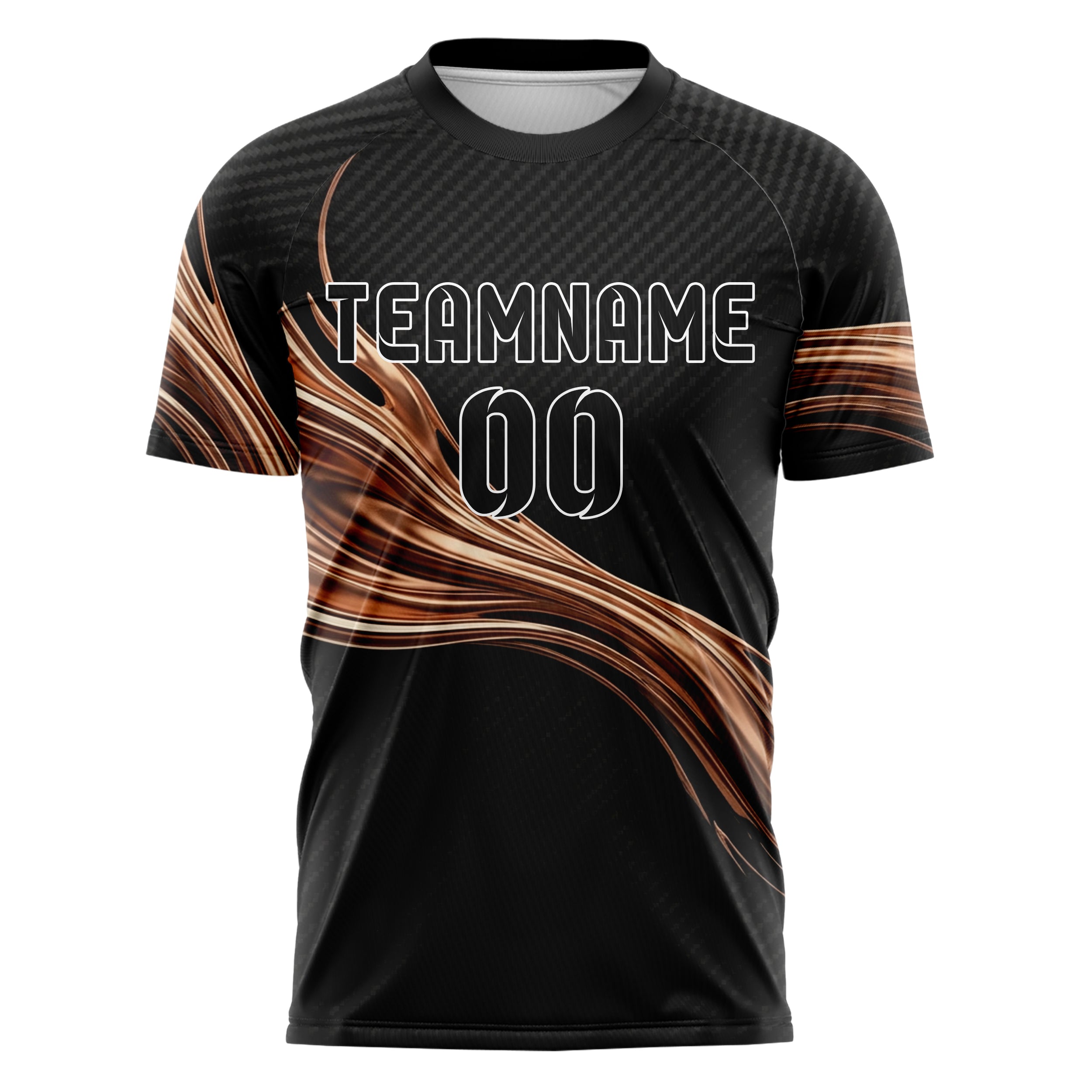 Black Copper Ivory Molten Metal Ribbon Custom Soccer Jersey