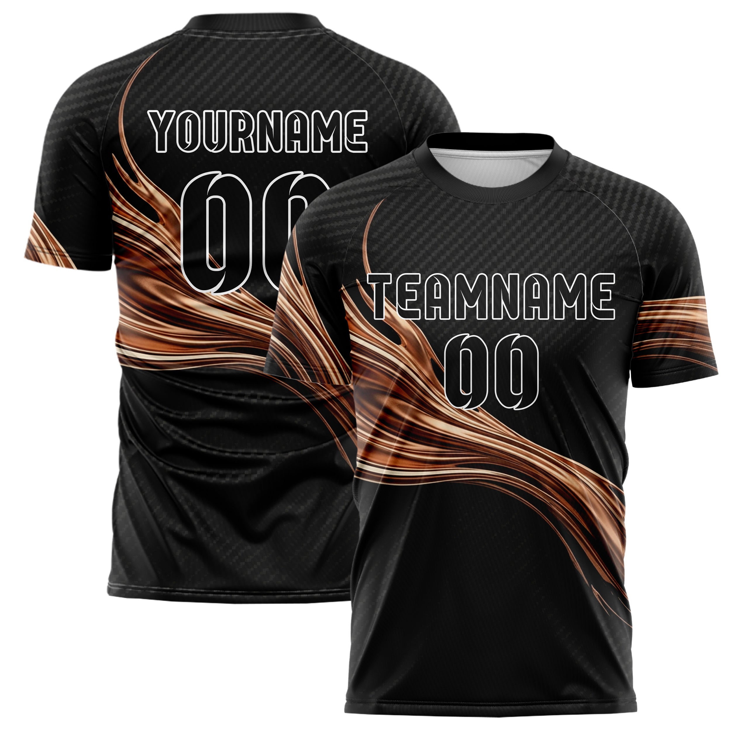 Black Copper Ivory Molten Metal Ribbon Custom Soccer Jersey