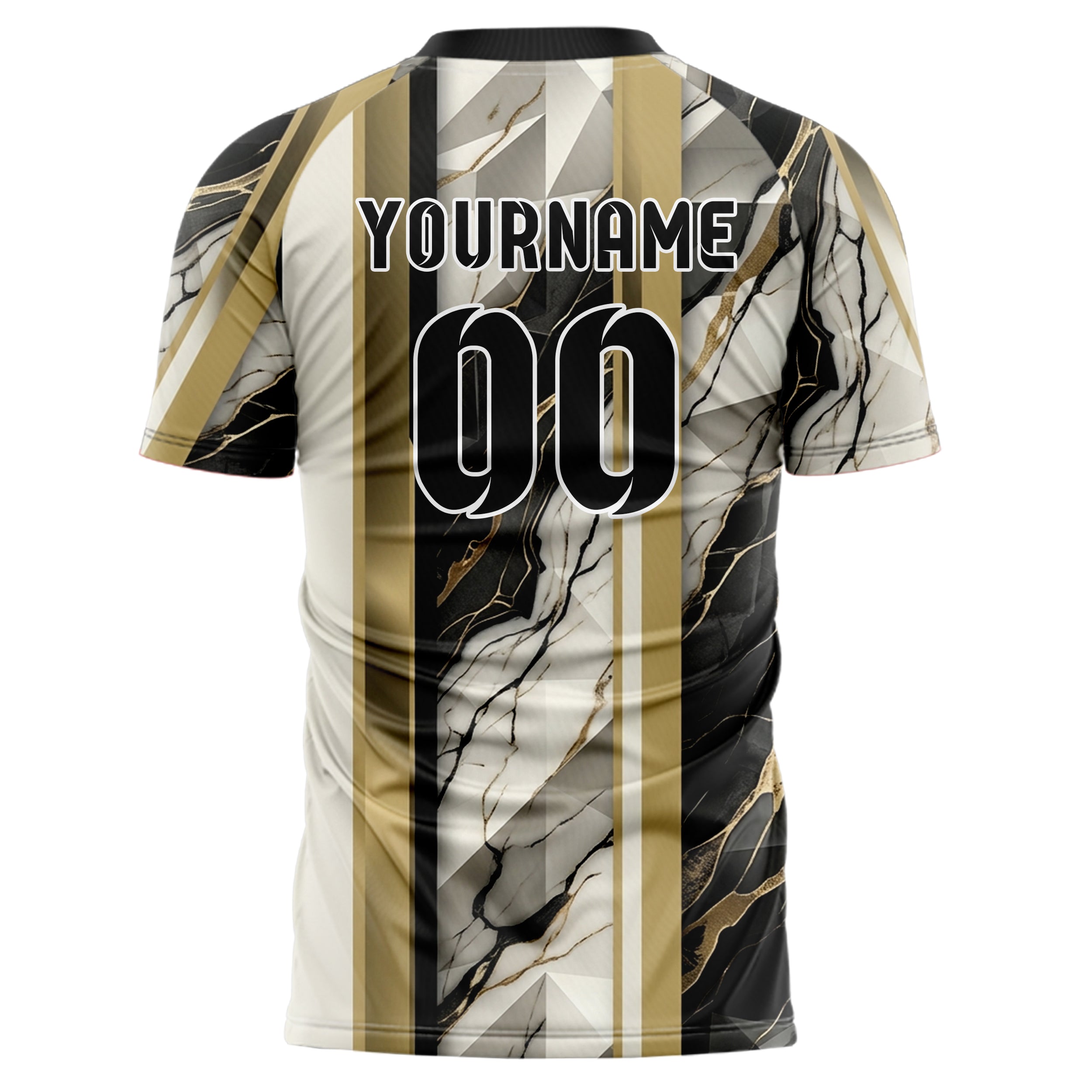 Ivory Black Gold Onyx Marble Veining Custom Soccer Jersey