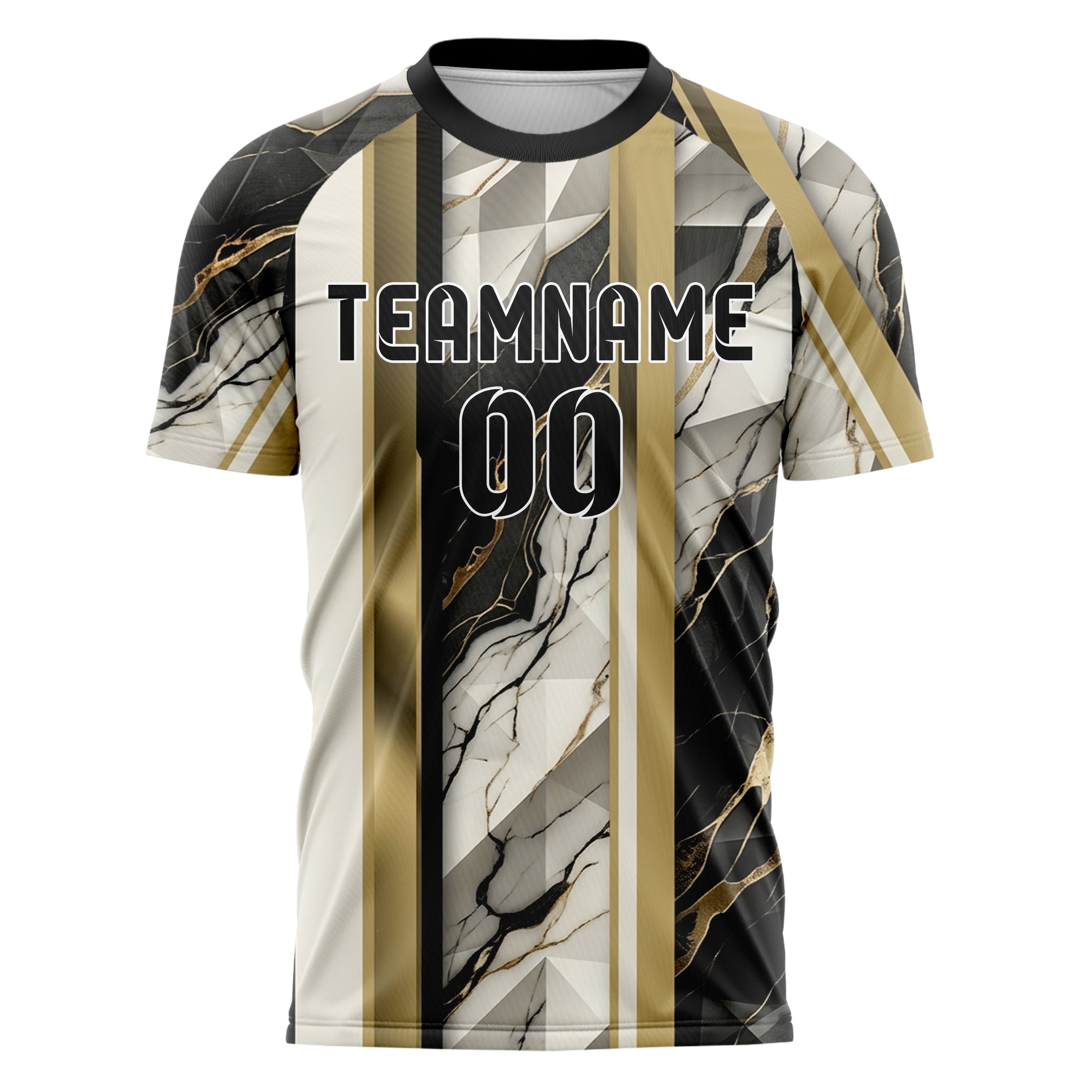 Ivory Black Gold Onyx Marble Veining Custom Soccer Jersey