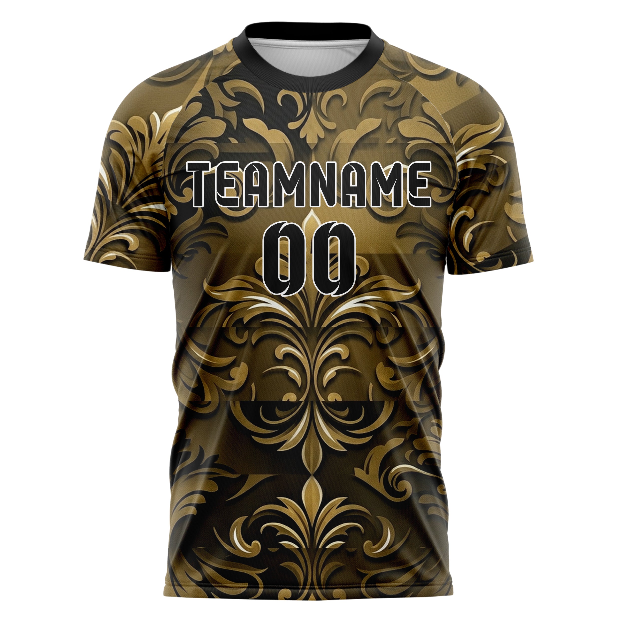 Black Gold White Velvet Baroque Shadow Custom Soccer Jersey