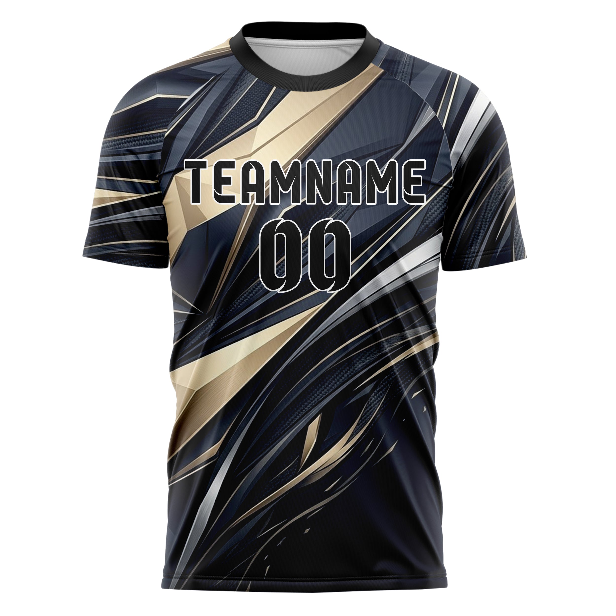 Navy Champagne Silver Black Gold Monolith Custom Soccer Jersey