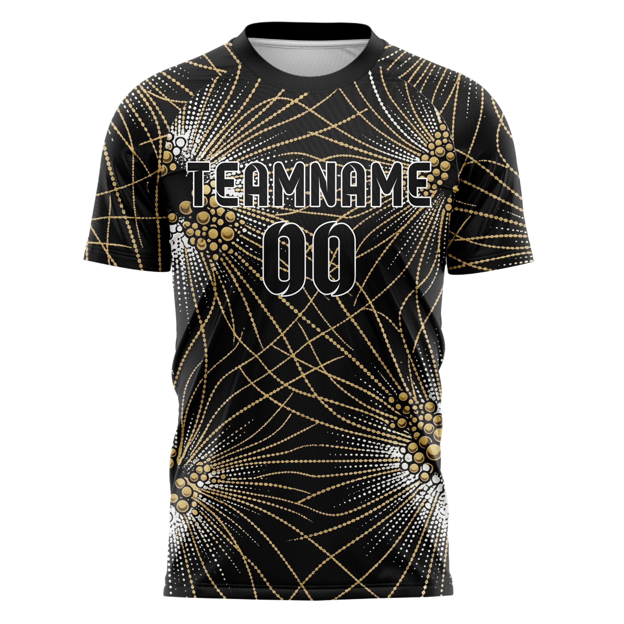 Black Gold White Champagne Bubble Lattice Custom Soccer Jersey