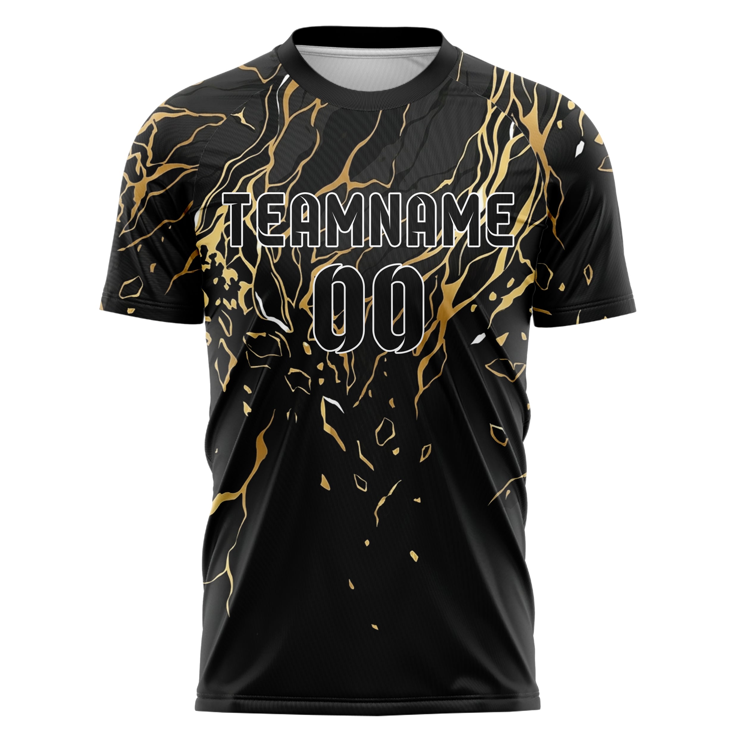 Black Gold White Onyx Marble Veining Custom Soccer Jersey