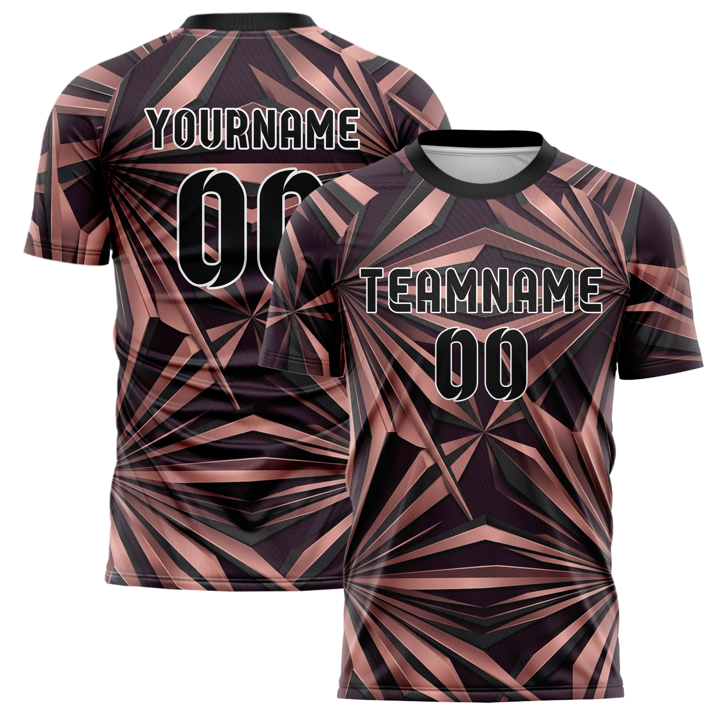 Plum Rose Gold Charcoal Black Gold Monolith Custom Soccer Jersey