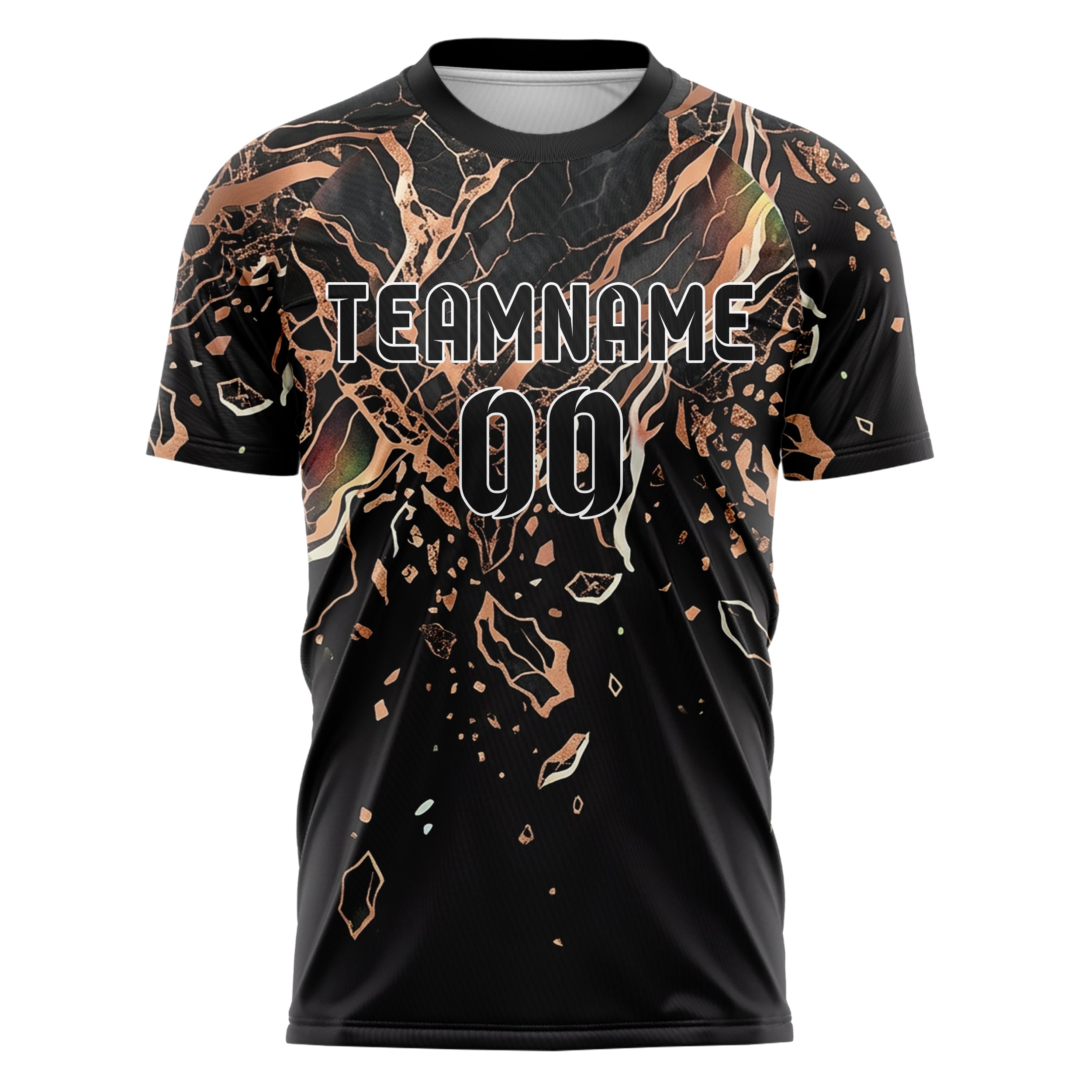 Black Copper Ivory Onyx Marble Veining Custom Soccer Jersey