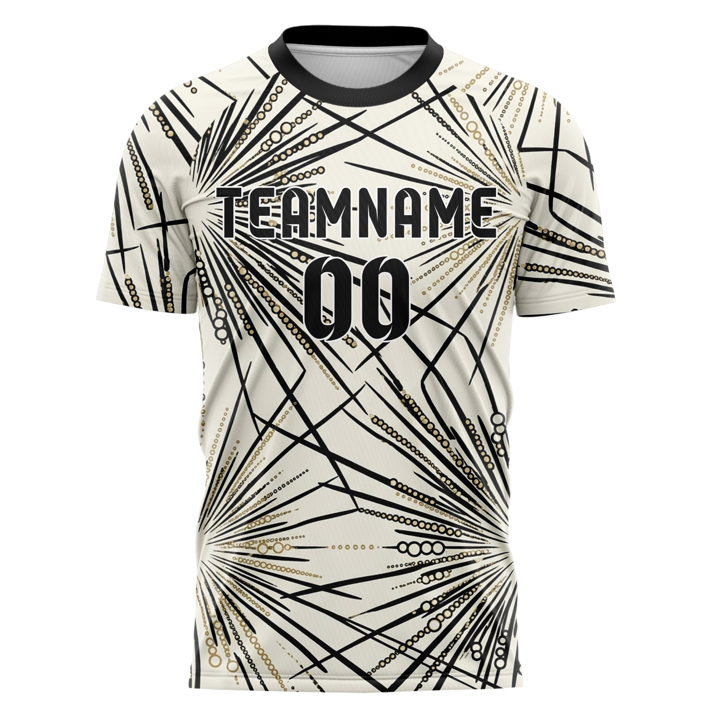Ivory Black Gold Champagne Bubble Lattice Custom Soccer Jersey