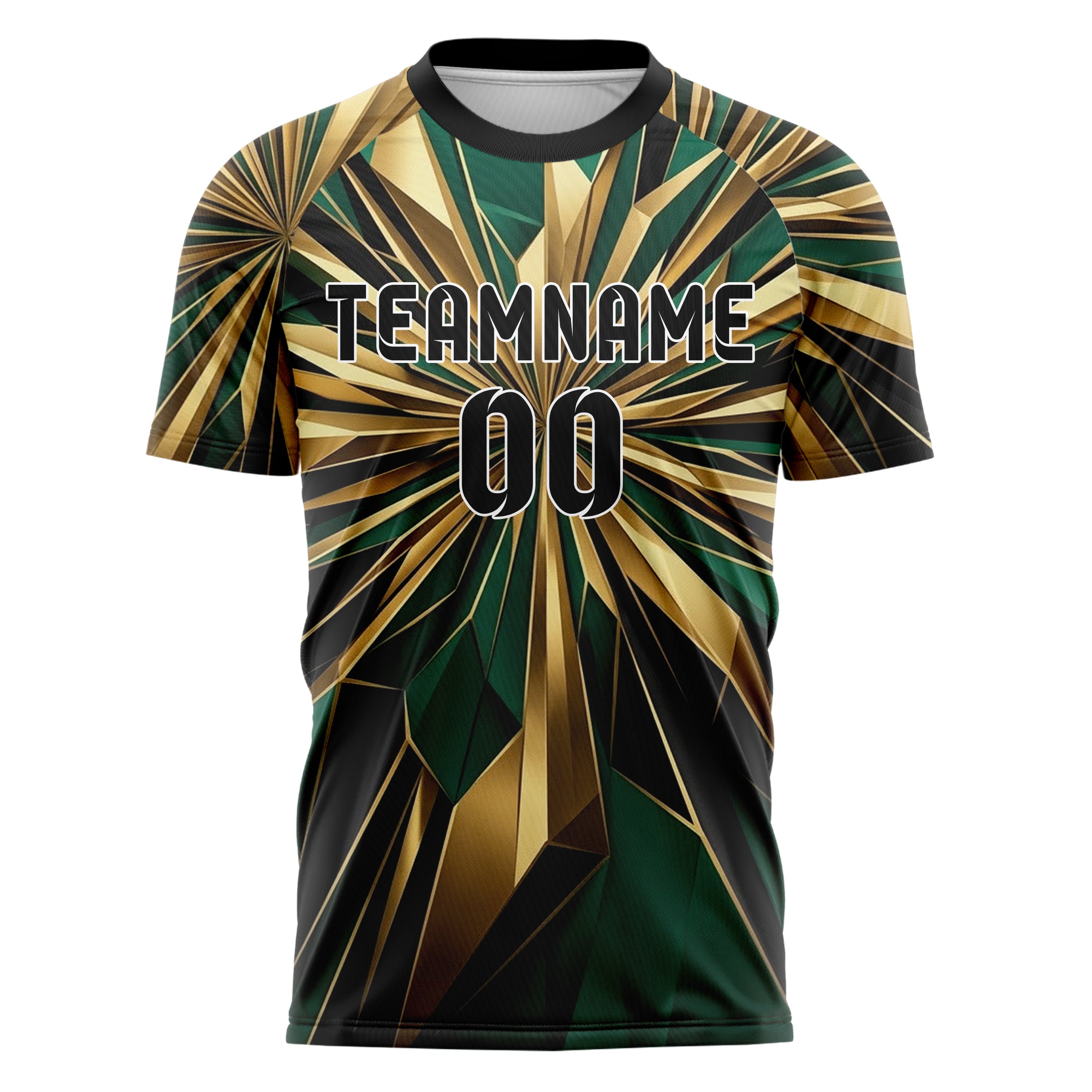 Emerald Gold Black Black Gold Monolith Custom Soccer Jersey