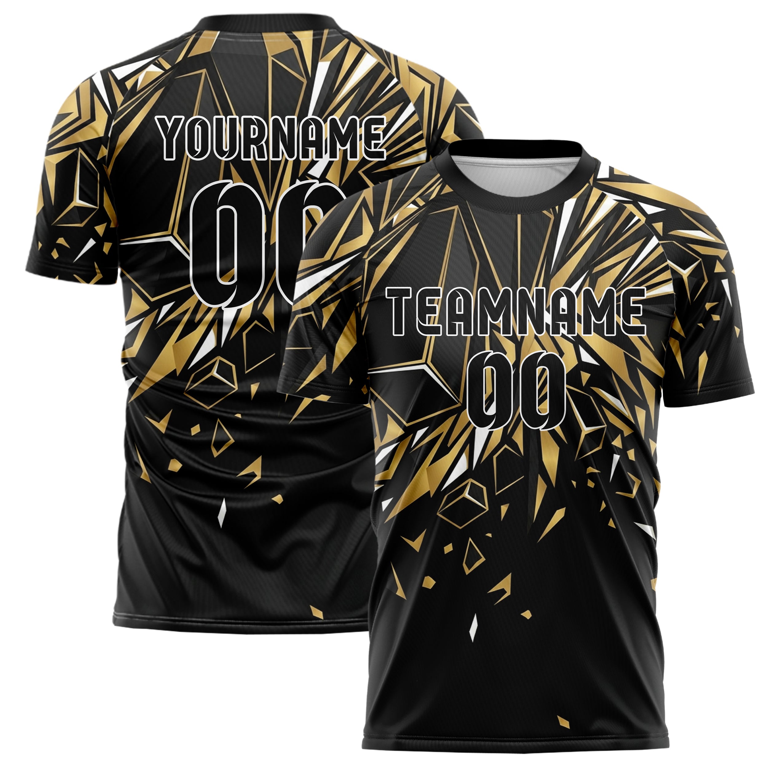 Black Gold White Black Gold Monolith Custom Soccer Jersey