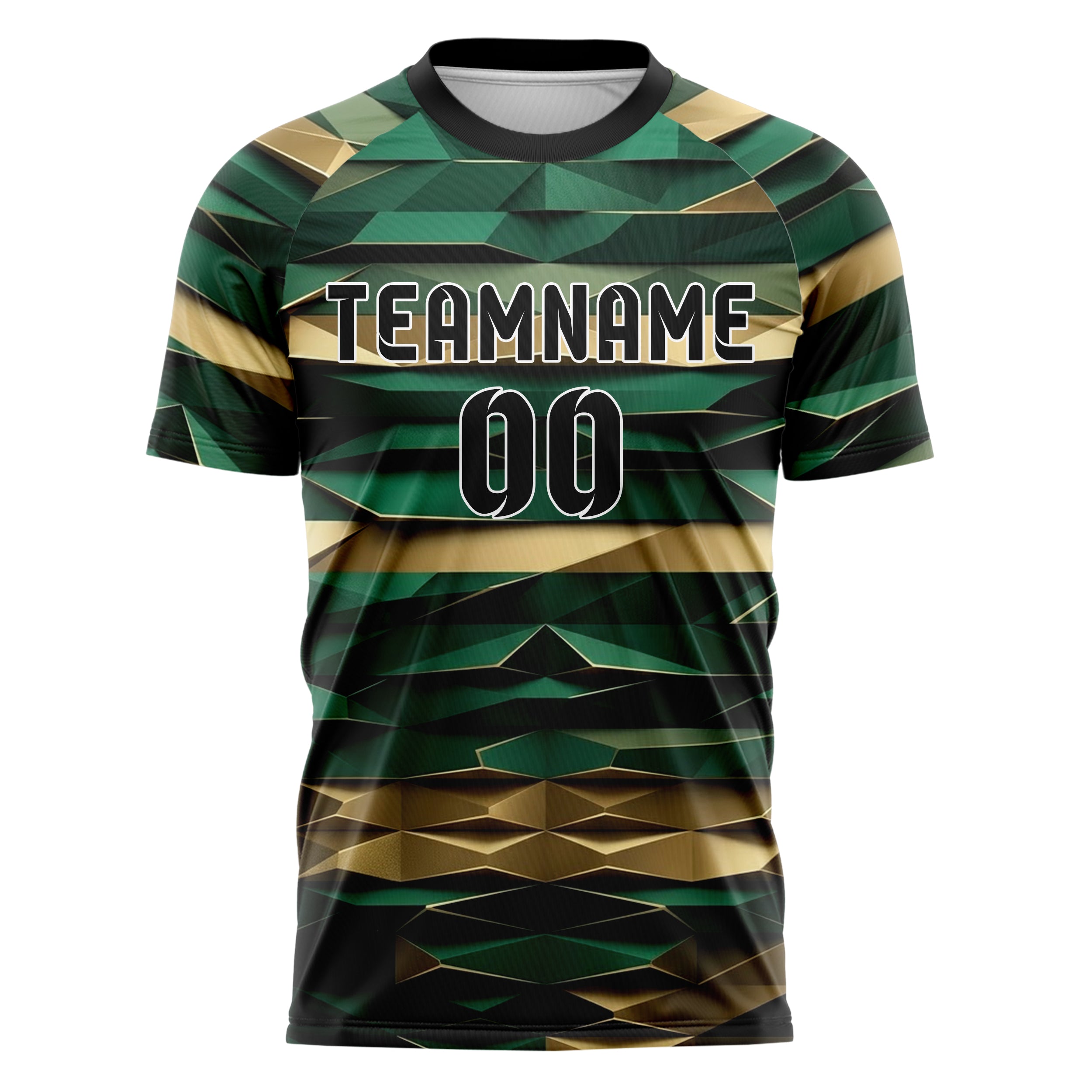 Emerald Gold Black Black Gold Monolith Custom Soccer Jersey