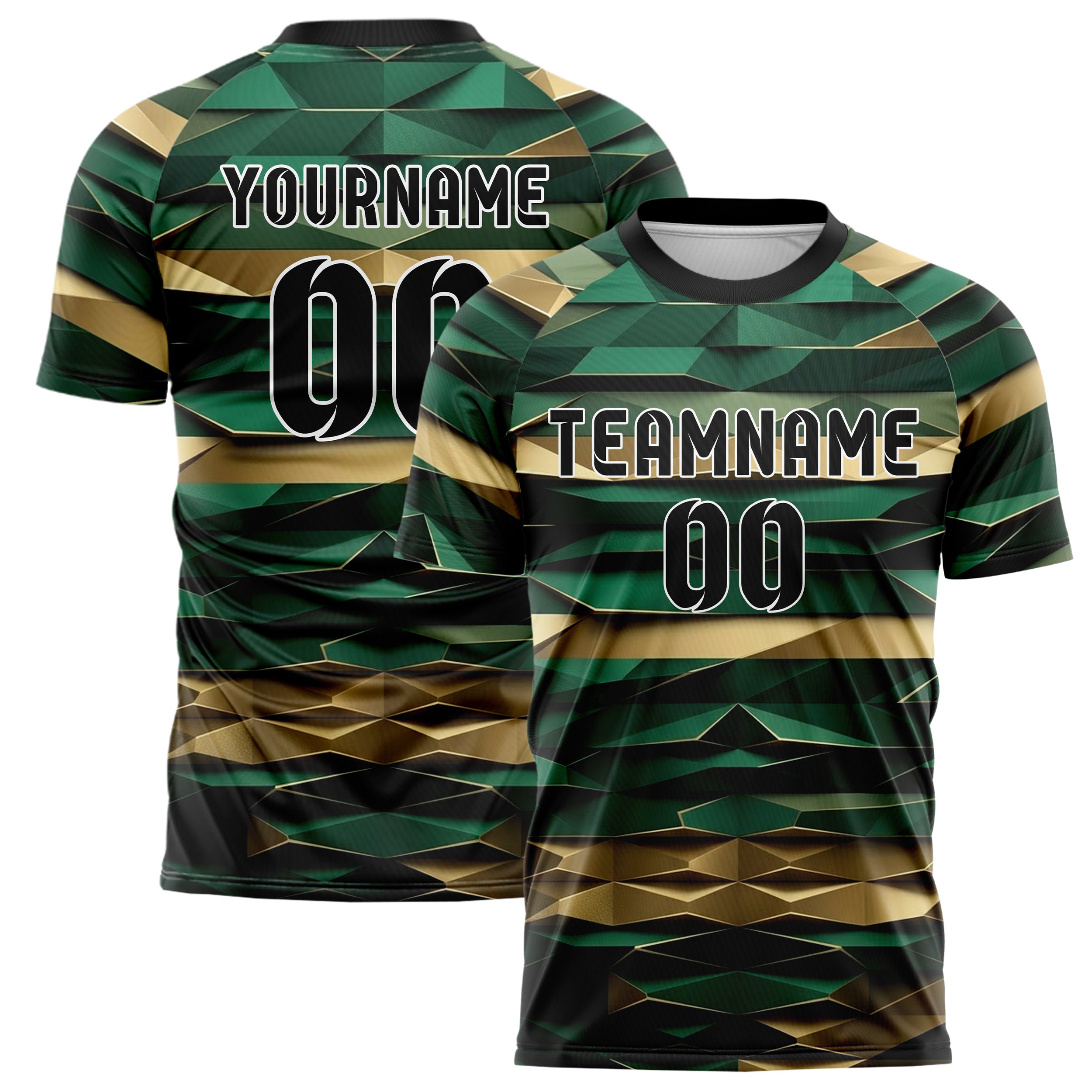 Emerald Gold Black Black Gold Monolith Custom Soccer Jersey
