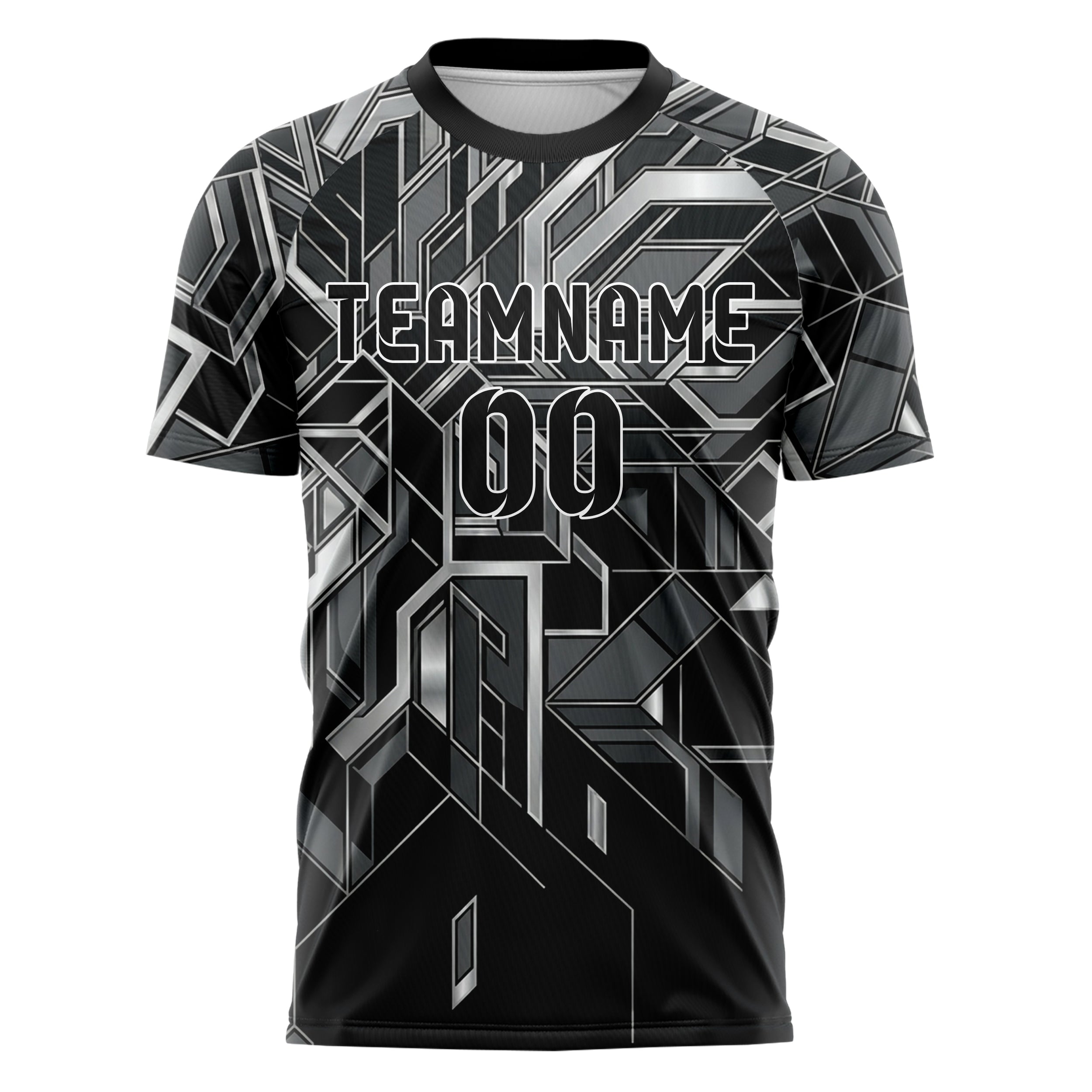 Black Silver Graphite Porcelain Inlay Geometry Custom Soccer Jersey