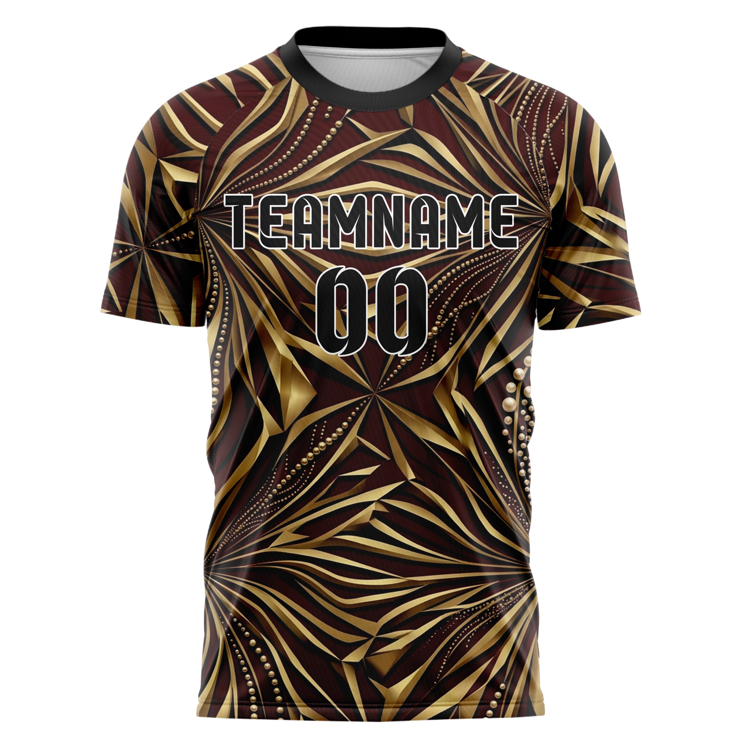 Deep Red Gold Black Champagne Bubble Lattice Custom Soccer Jersey