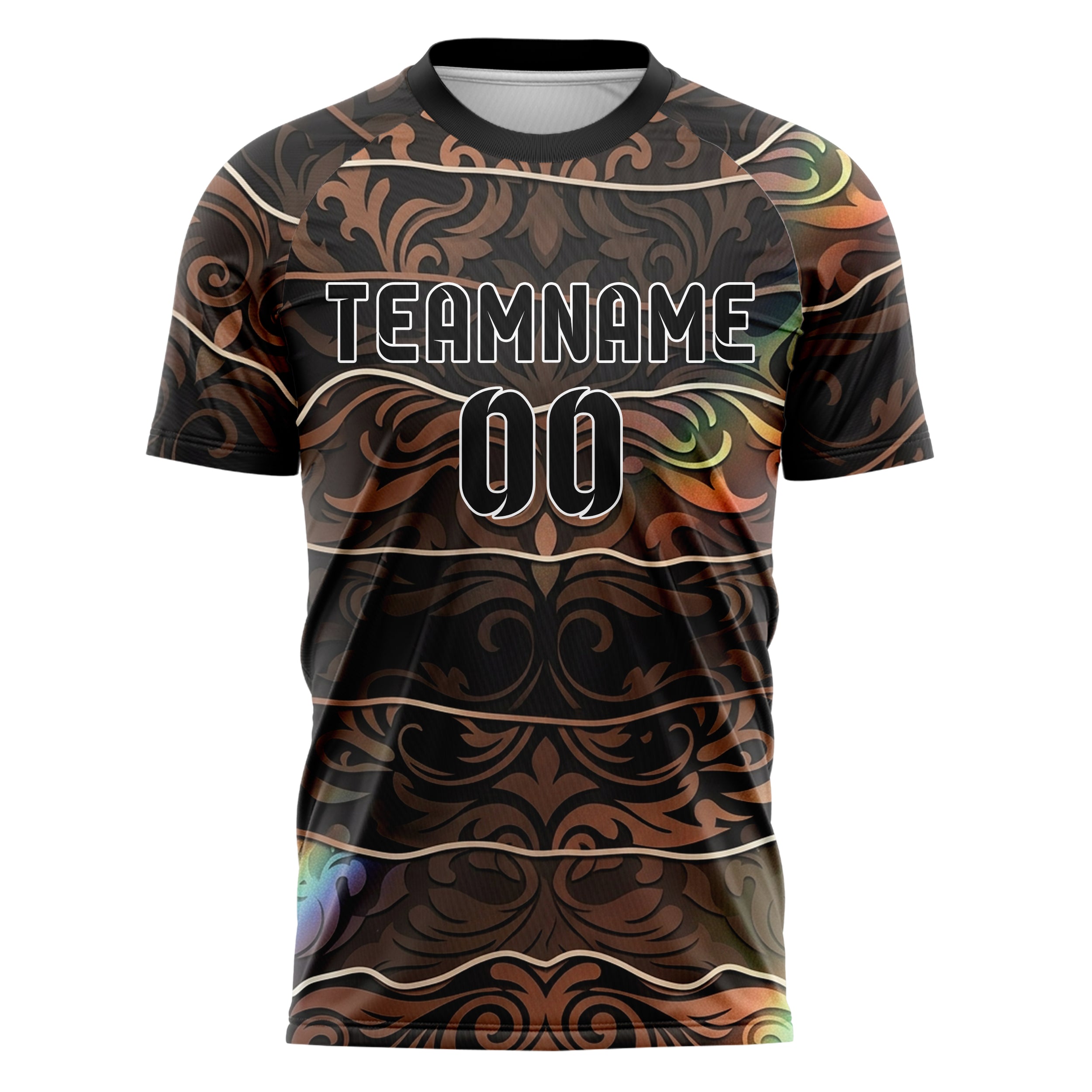 Black Copper Ivory Velvet Baroque Shadow Custom Soccer Jersey