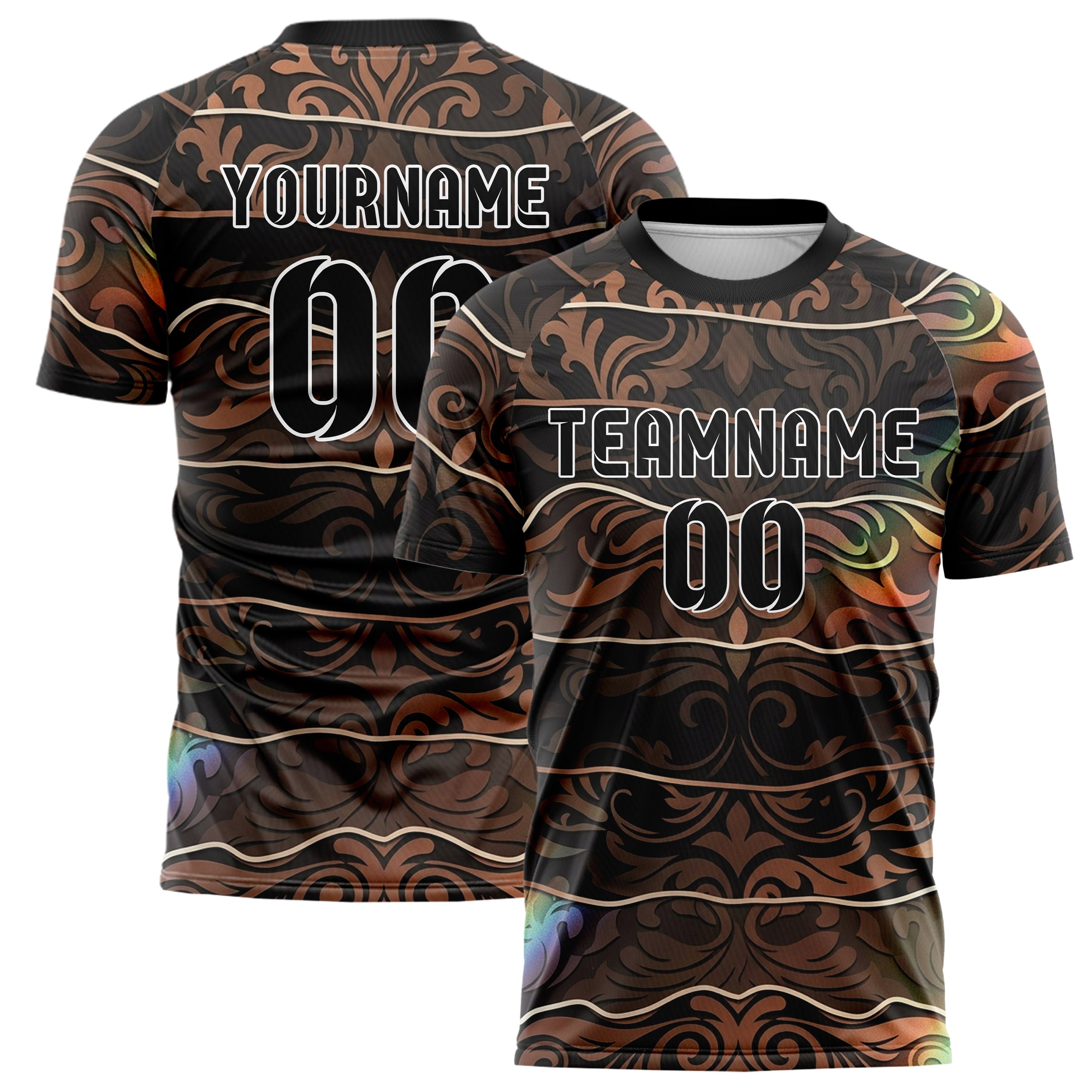 Black Copper Ivory Velvet Baroque Shadow Custom Soccer Jersey