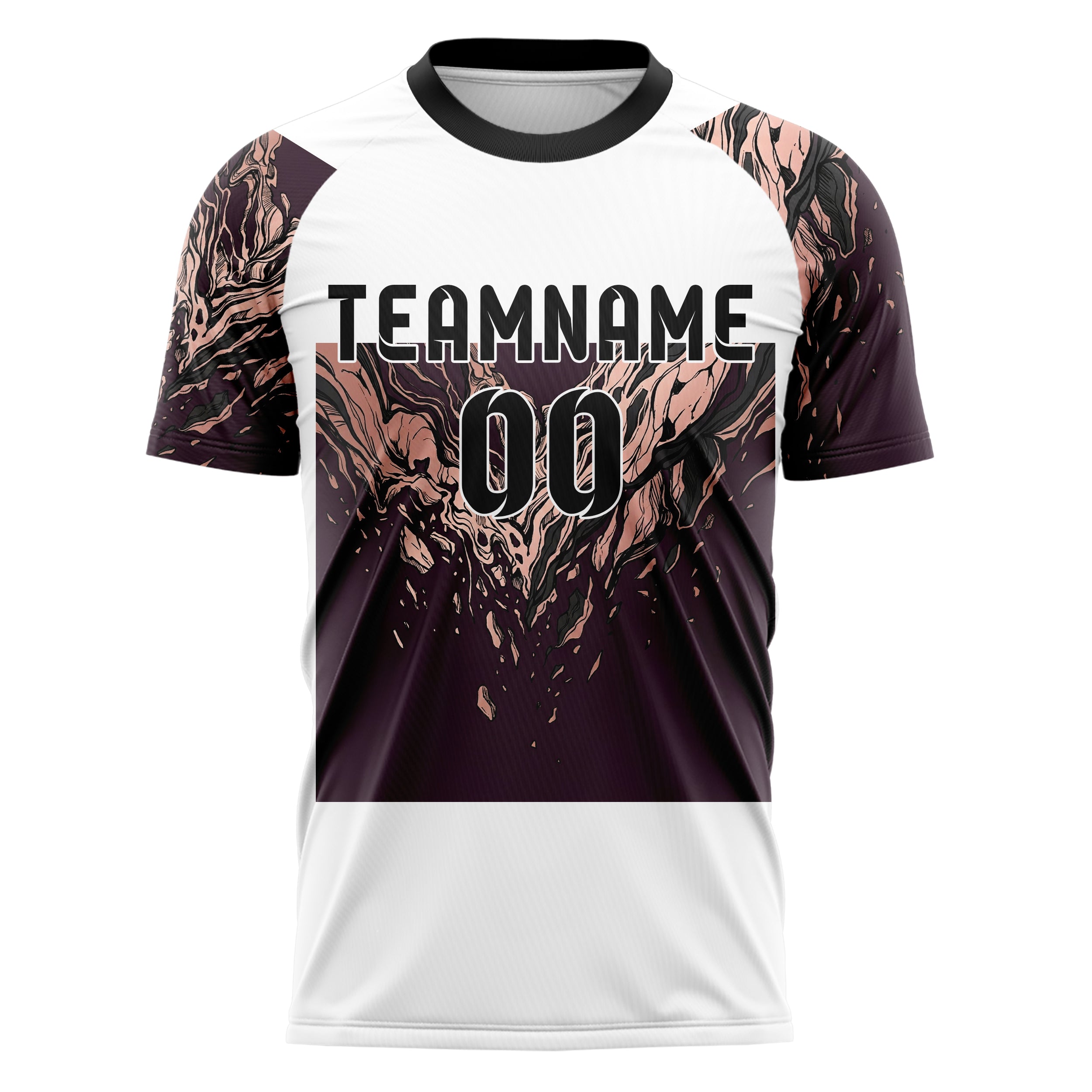 Plum Rose Gold Charcoal Onyx Marble Veining Custom Soccer Jersey