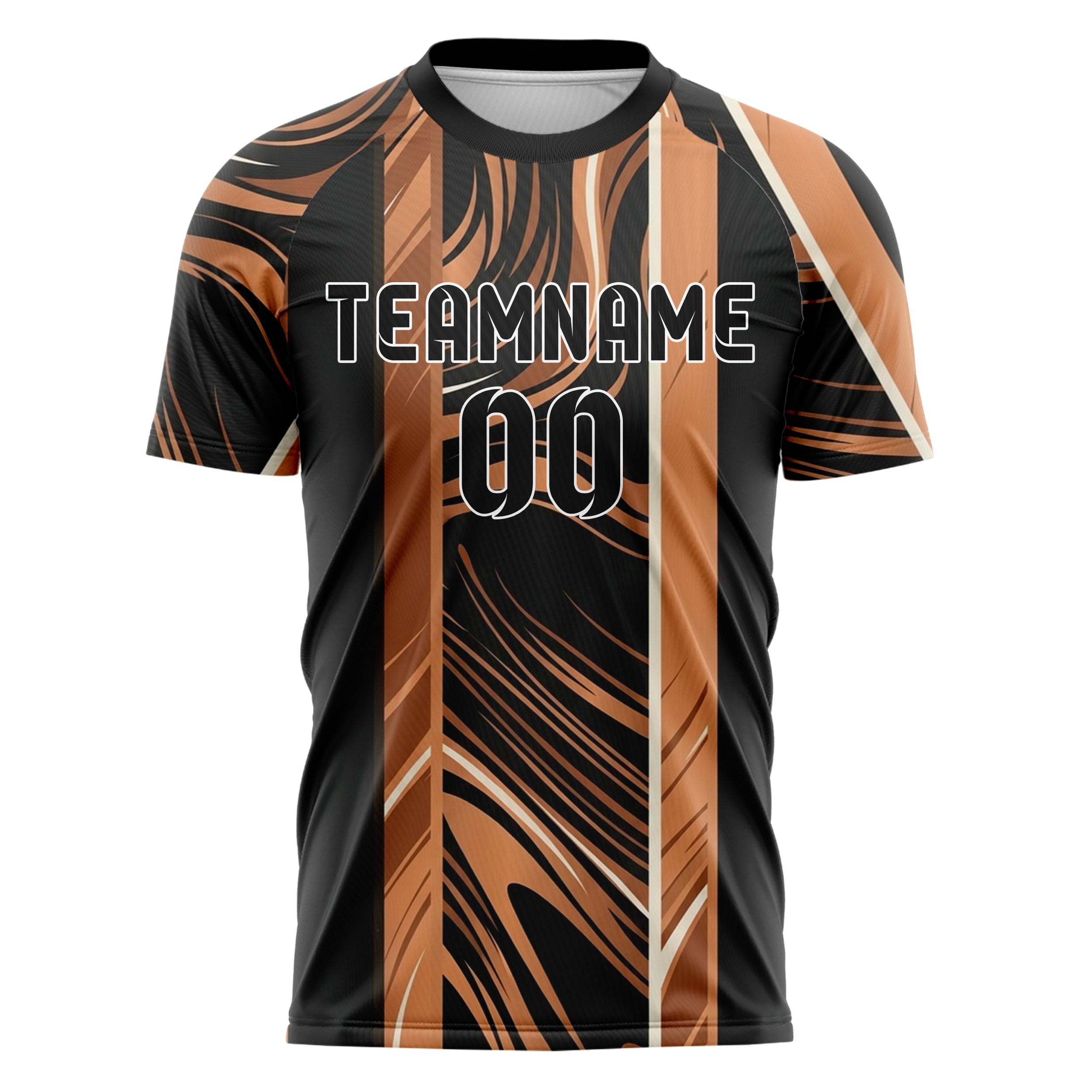 Black Copper Ivory Silk Wave Drapery Custom Soccer Jersey