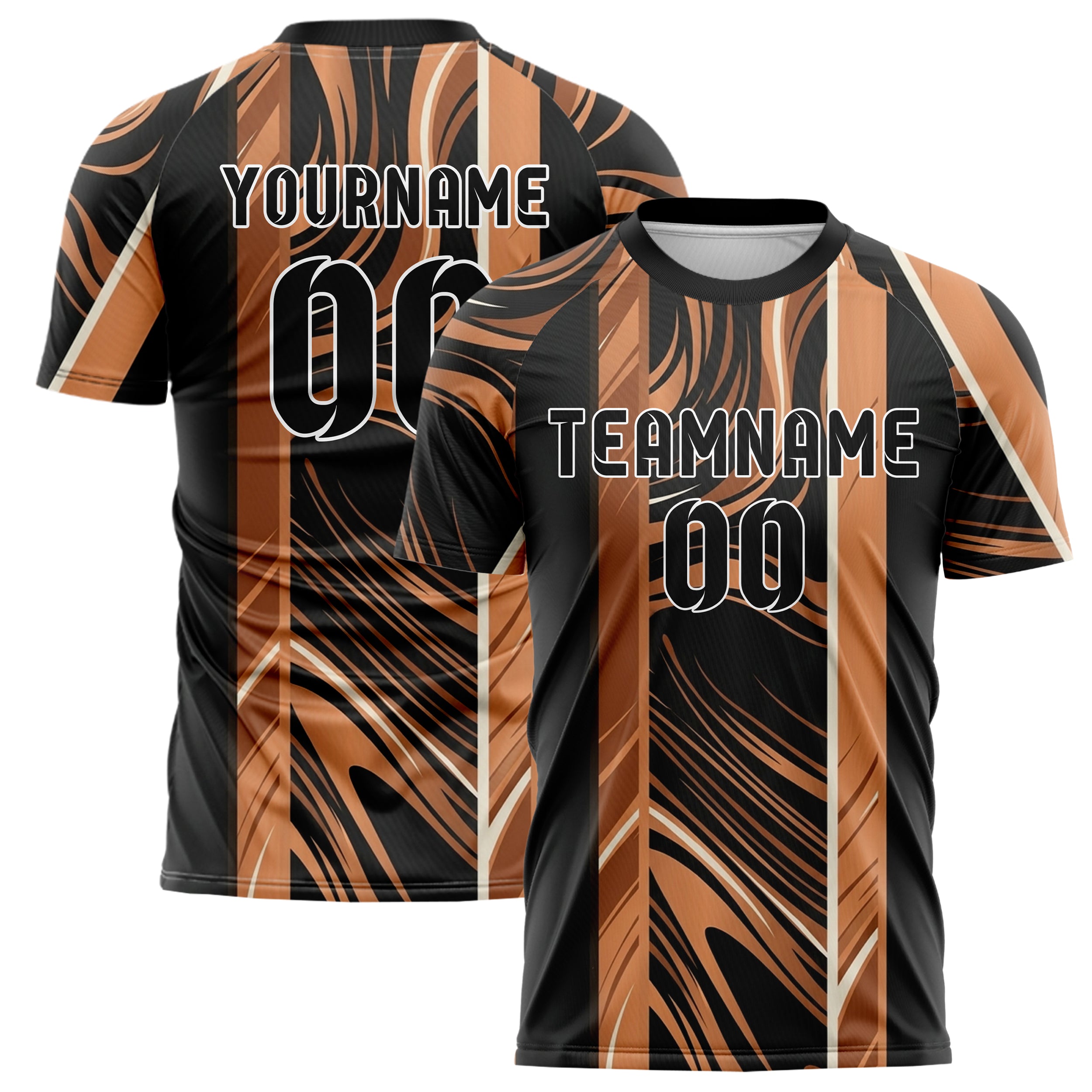 Black Copper Ivory Silk Wave Drapery Custom Soccer Jersey