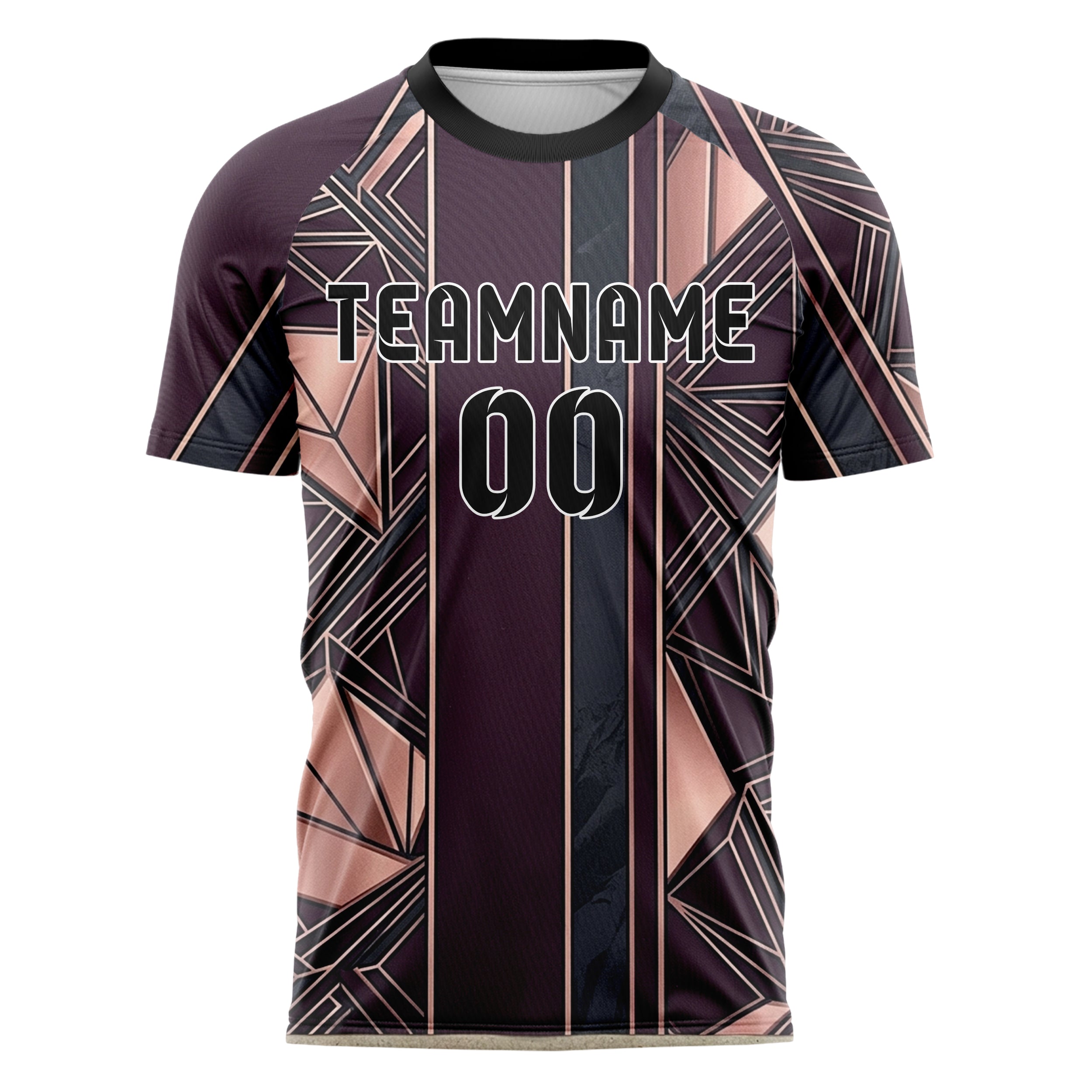 Plum Rose Gold Charcoal Porcelain Inlay Geometry Custom Soccer Jersey