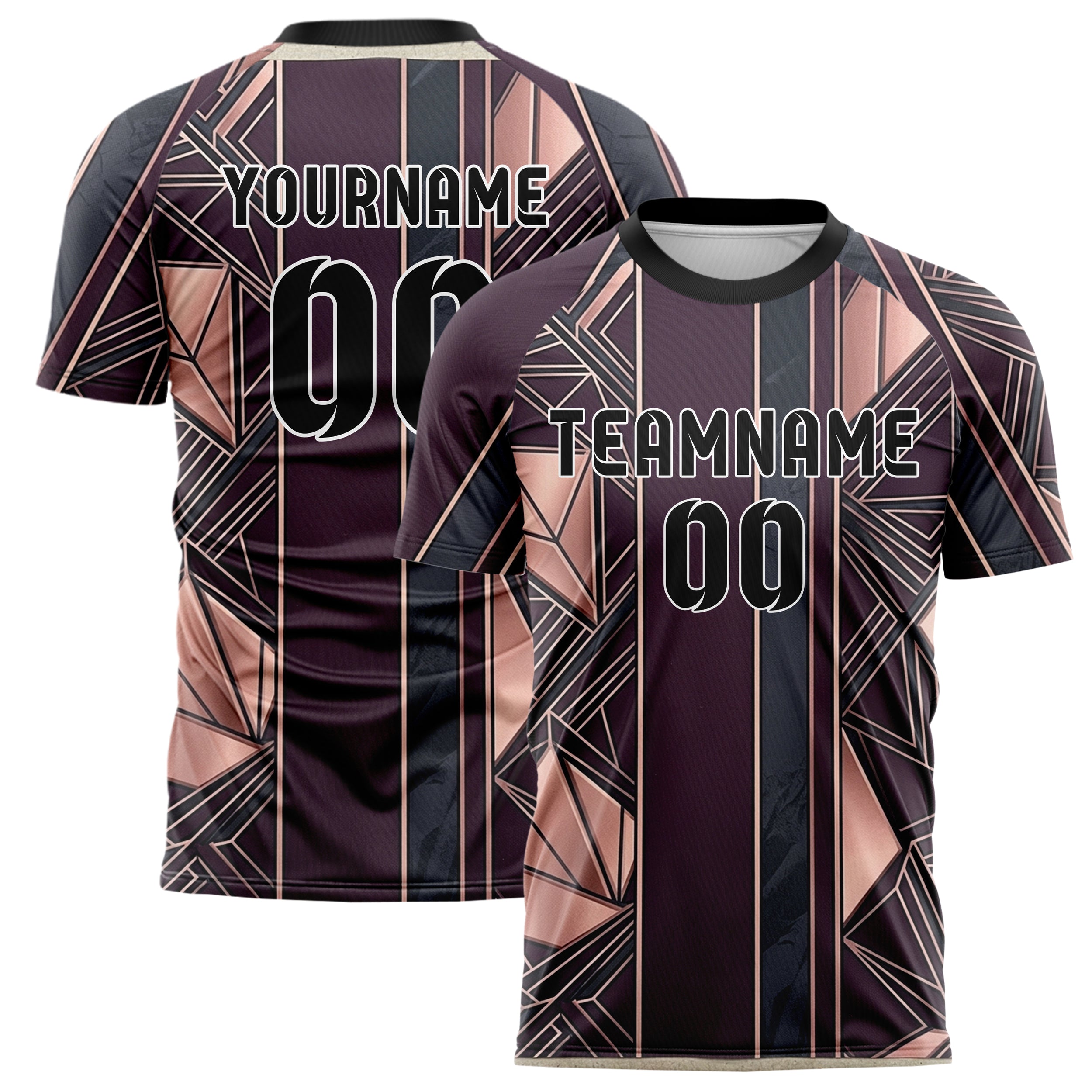 Plum Rose Gold Charcoal Porcelain Inlay Geometry Custom Soccer Jersey