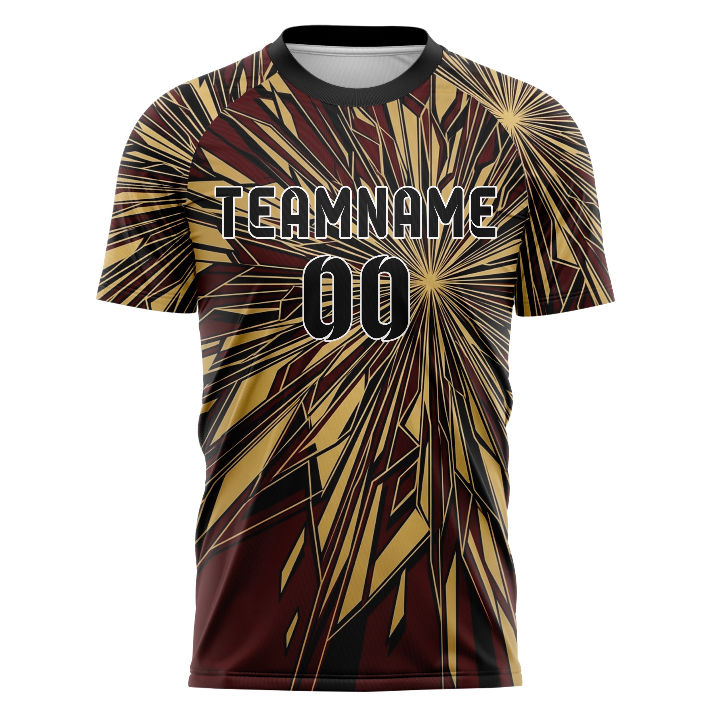 Deep Red Gold Black Porcelain Inlay Geometry Custom Soccer Jersey