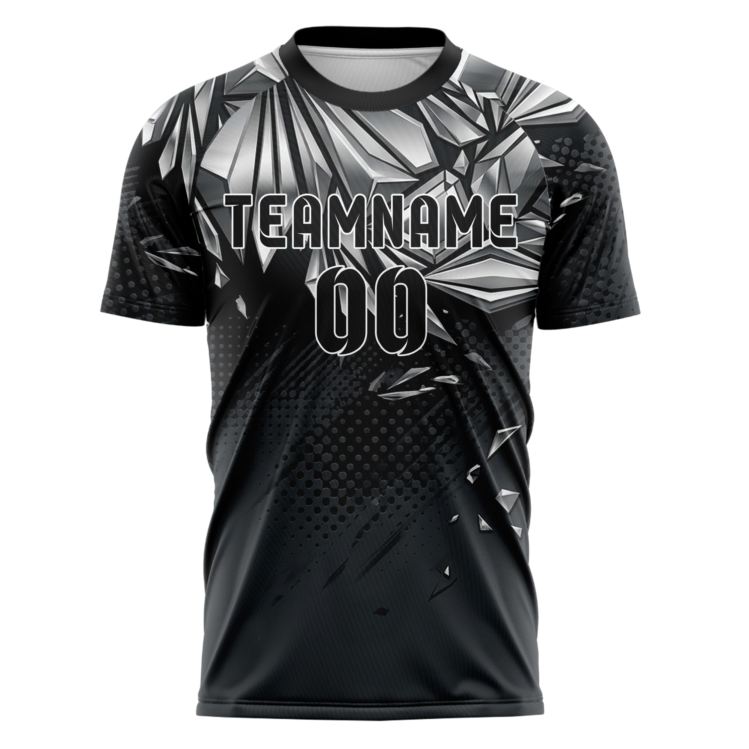 Black Silver Graphite Jewelry Facet Cascade Custom Soccer Jersey