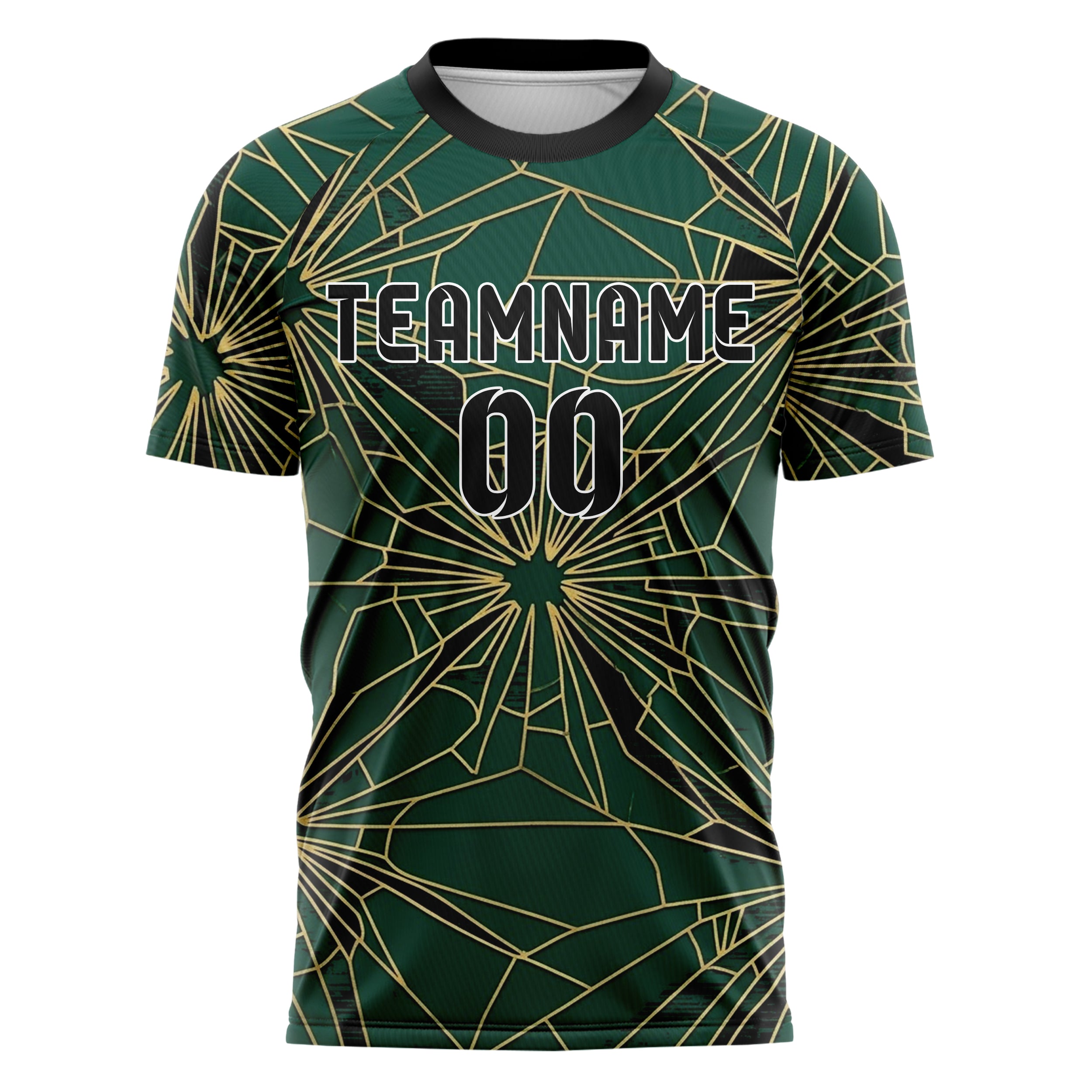 Emerald Gold Black Porcelain Inlay Geometry Custom Soccer Jersey