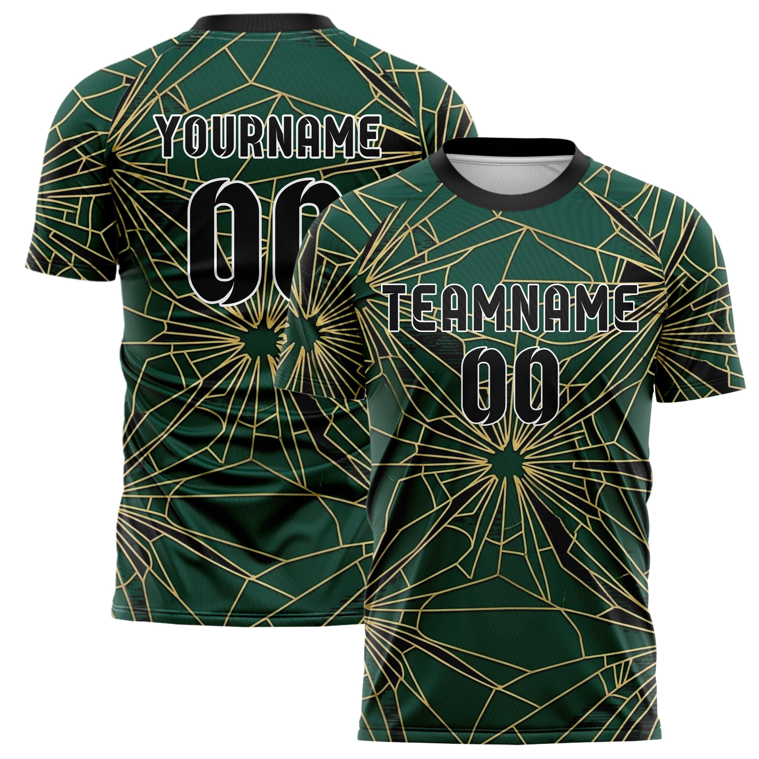 Emerald Gold Black Porcelain Inlay Geometry Custom Soccer Jersey