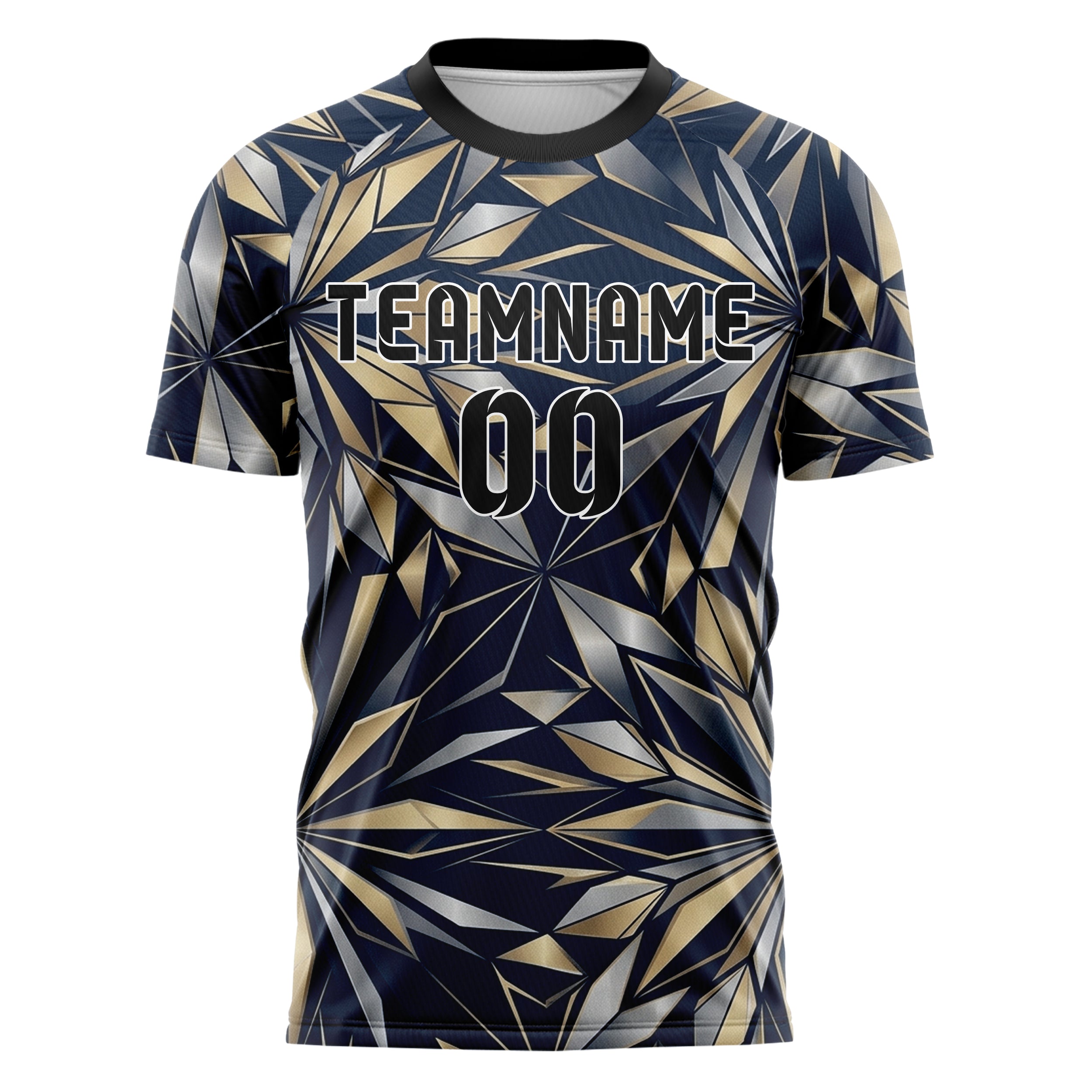 Navy Champagne Silver Jewelry Facet Cascade Custom Soccer Jersey