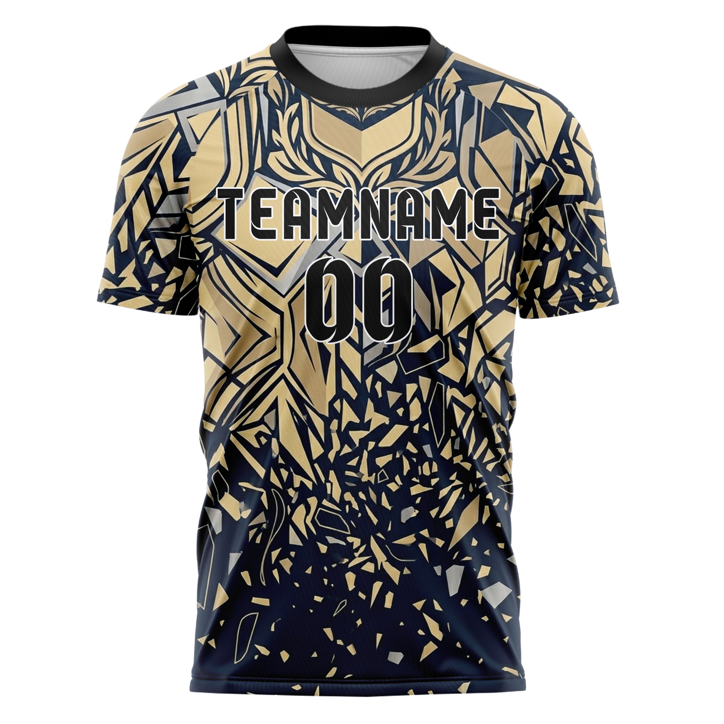Navy Champagne Silver Embossed Crest Relief Custom Soccer Jersey