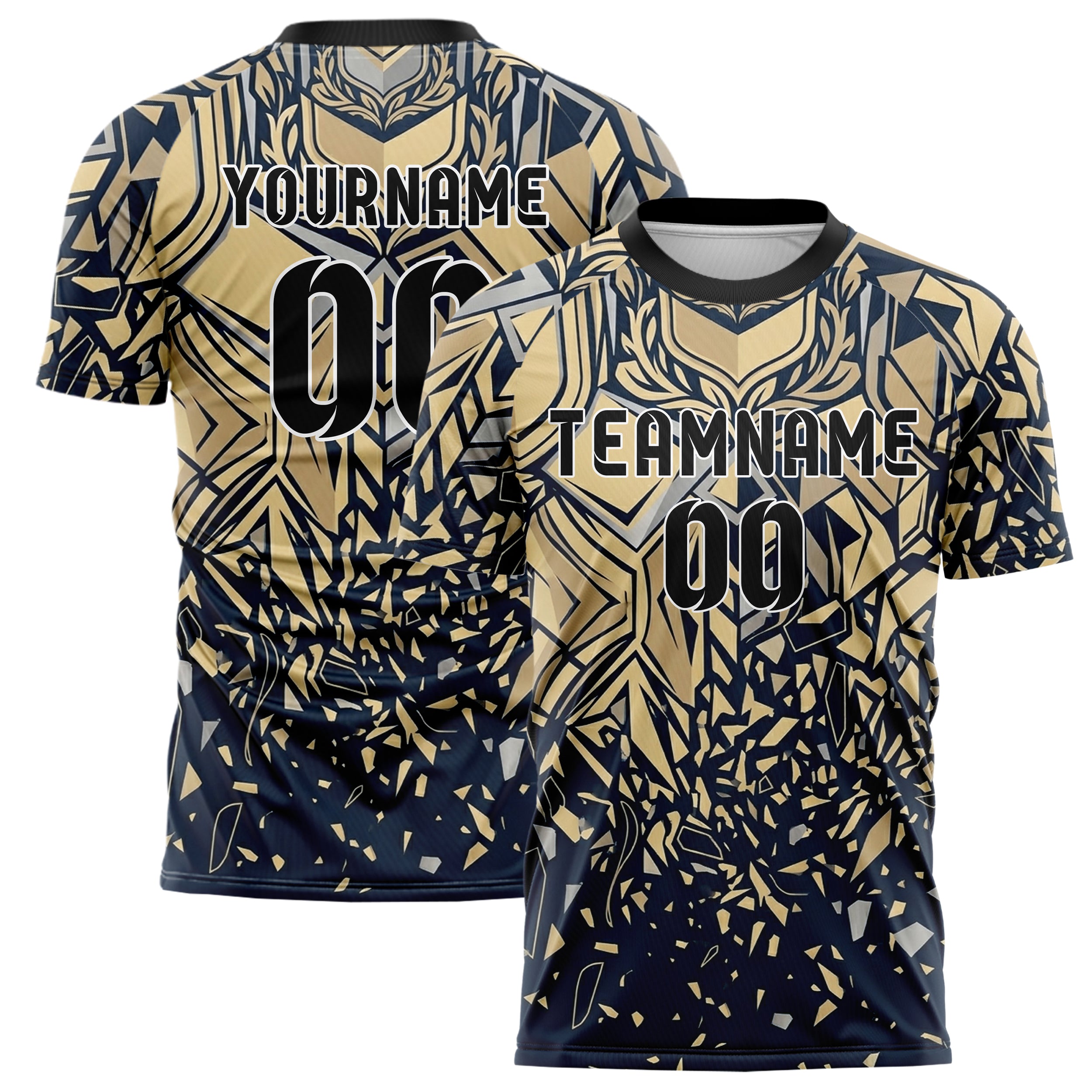 Navy Champagne Silver Embossed Crest Relief Custom Soccer Jersey