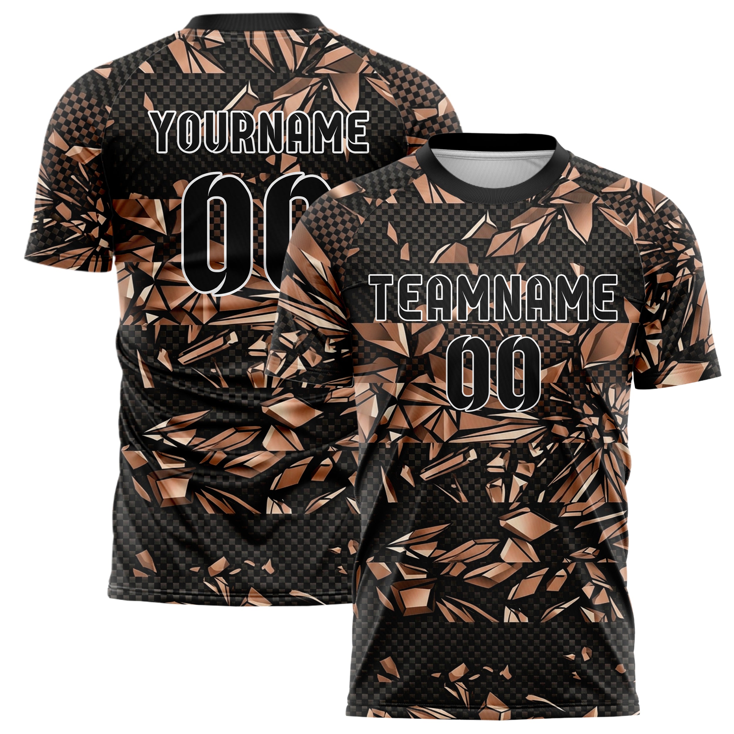 Black Copper Ivory Jewelry Facet Cascade Custom Soccer Jersey