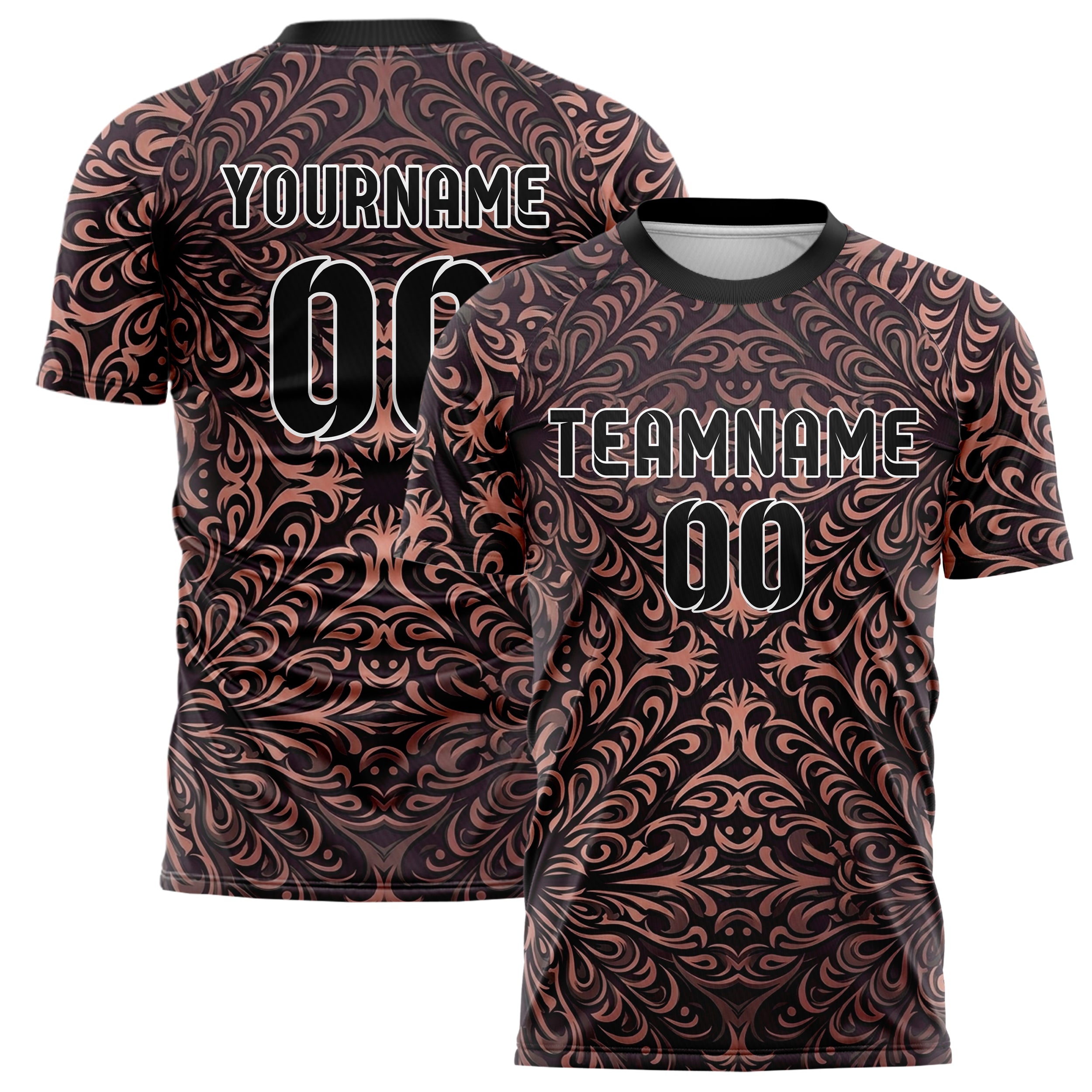 Plum Rose Gold Charcoal Velvet Baroque Shadow Custom Soccer Jersey