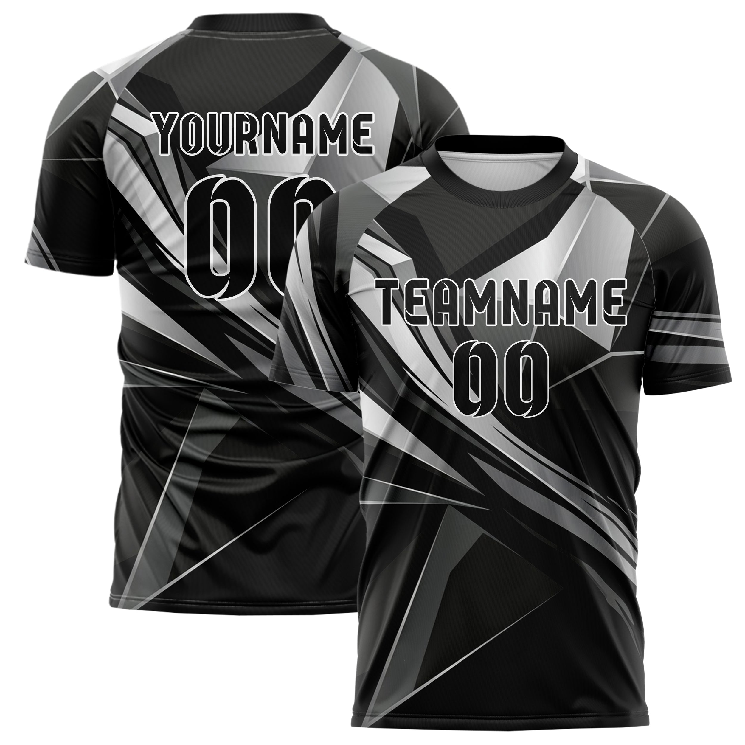 Black Silver Graphite Black Gold Monolith Custom Soccer Jersey