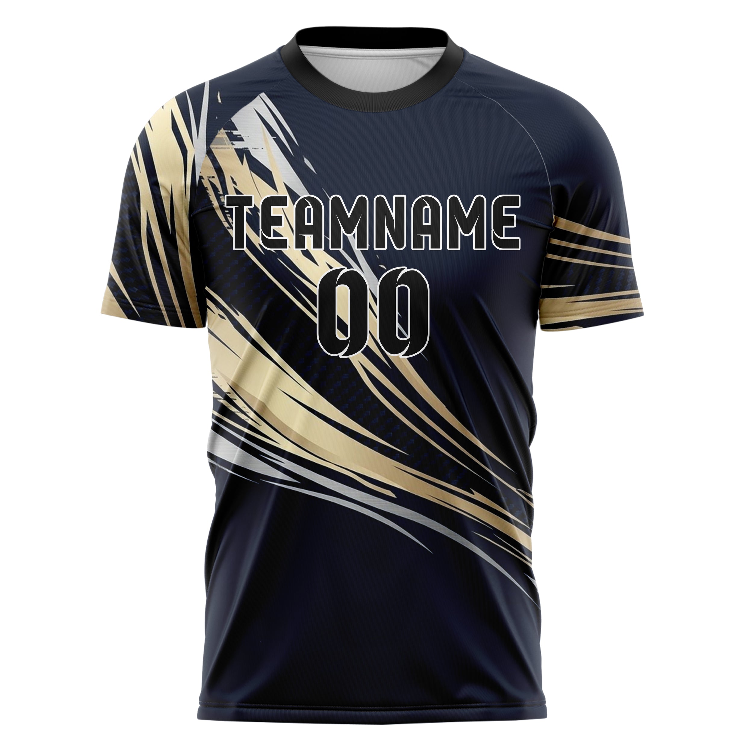 Navy Champagne Silver Carbon Satin Armor Custom Soccer Jersey