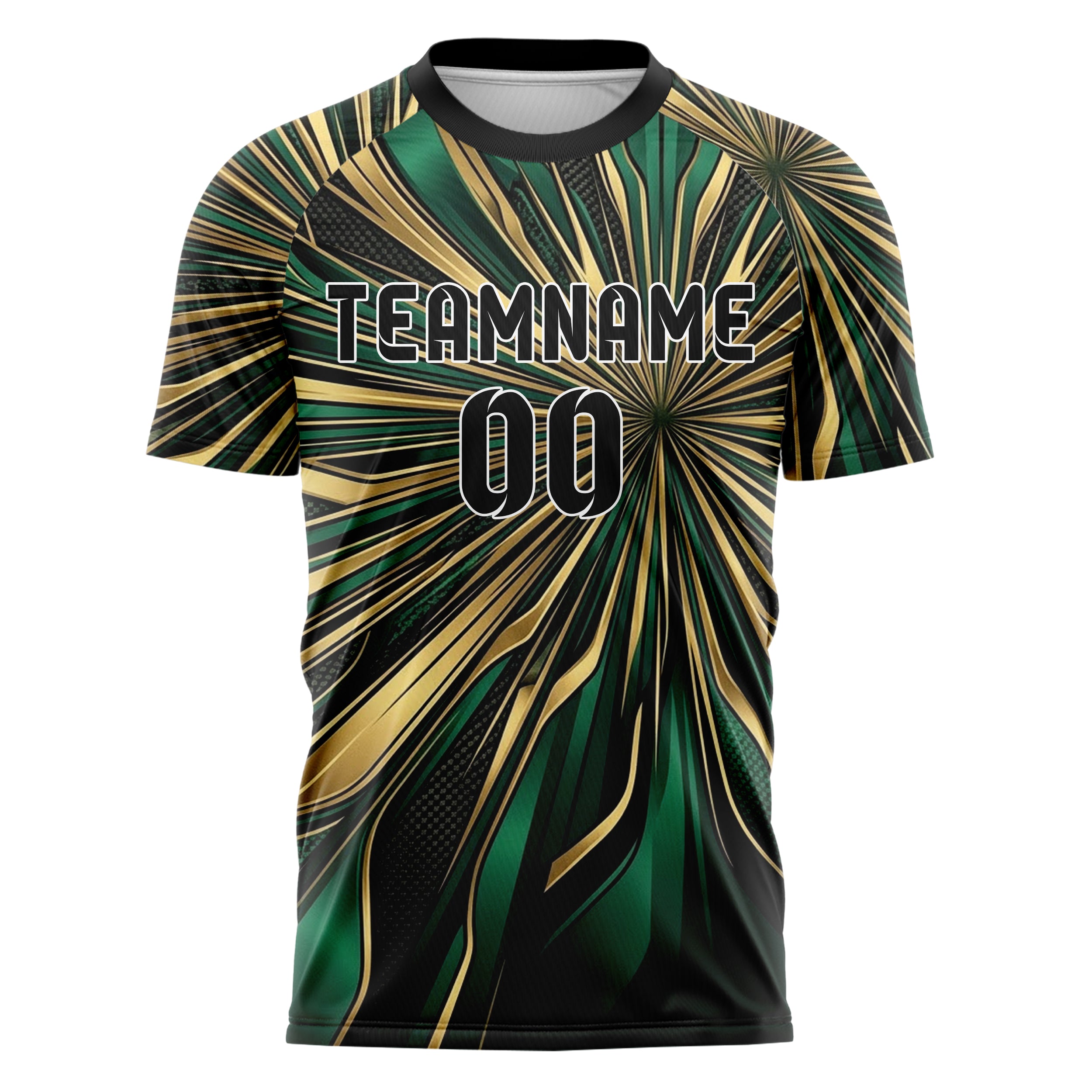 Emerald Gold Black Carbon Satin Armor Custom Soccer Jersey