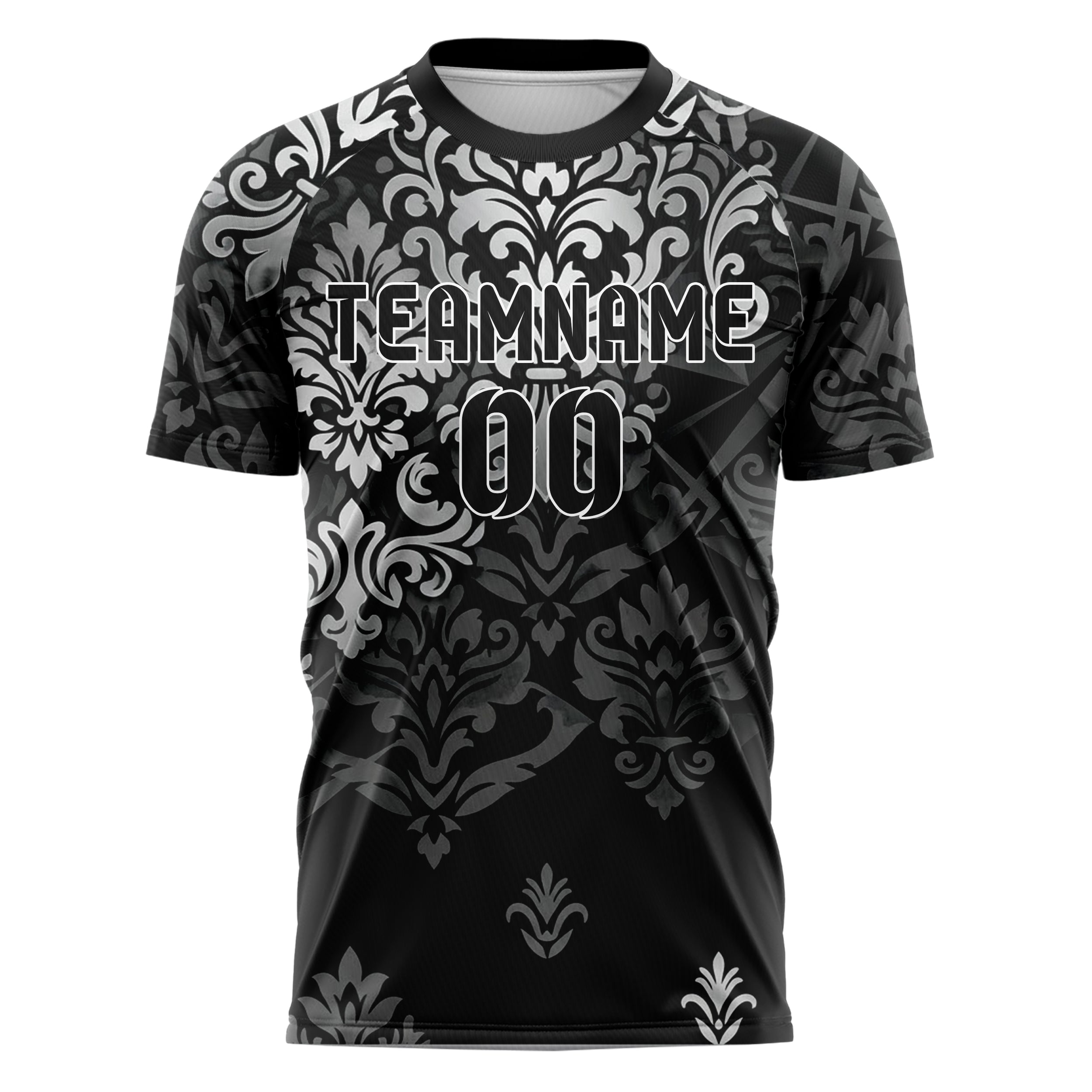 Black Silver Graphite Velvet Baroque Shadow Custom Soccer Jersey