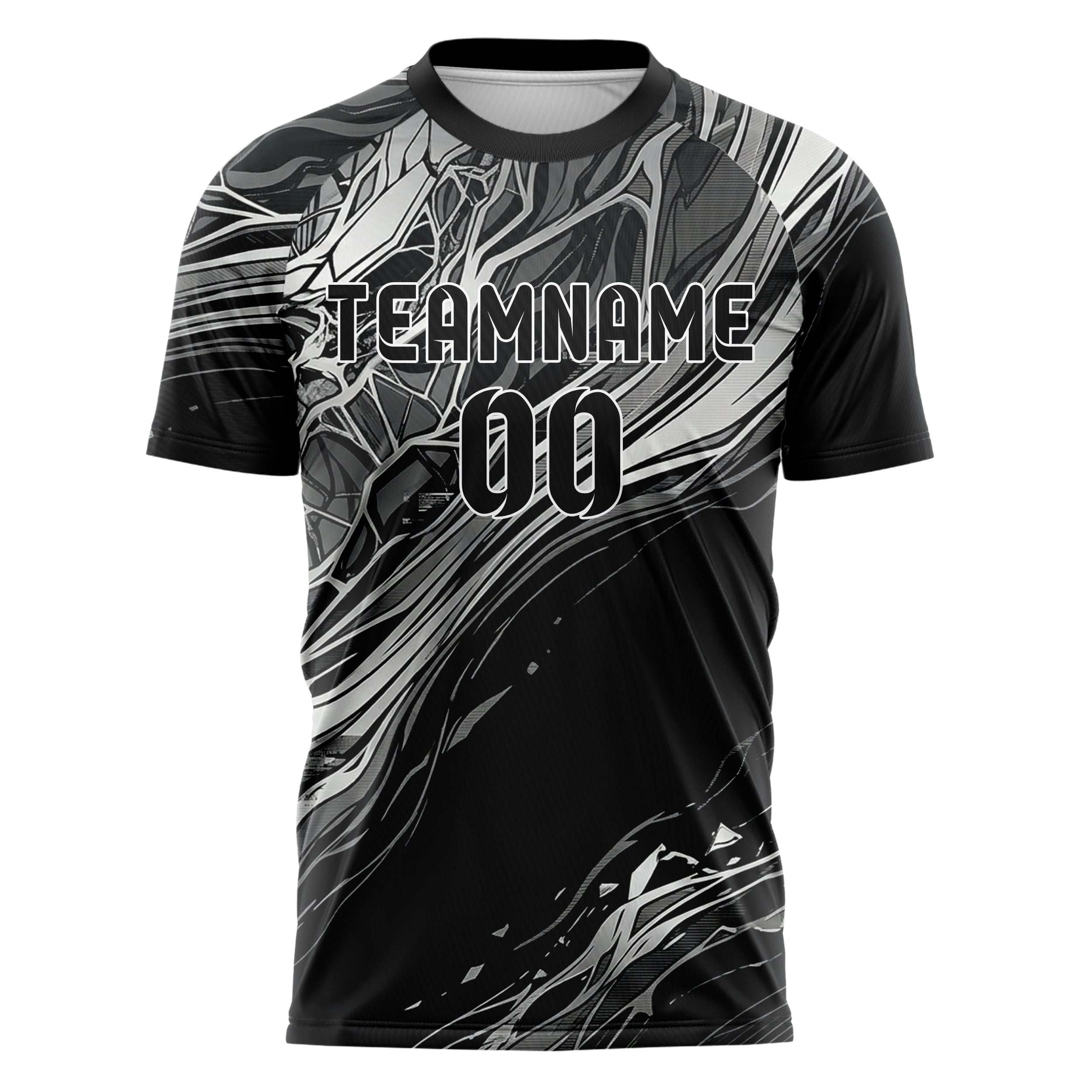 Black Silver Graphite Onyx Marble Veining Custom Soccer Jersey