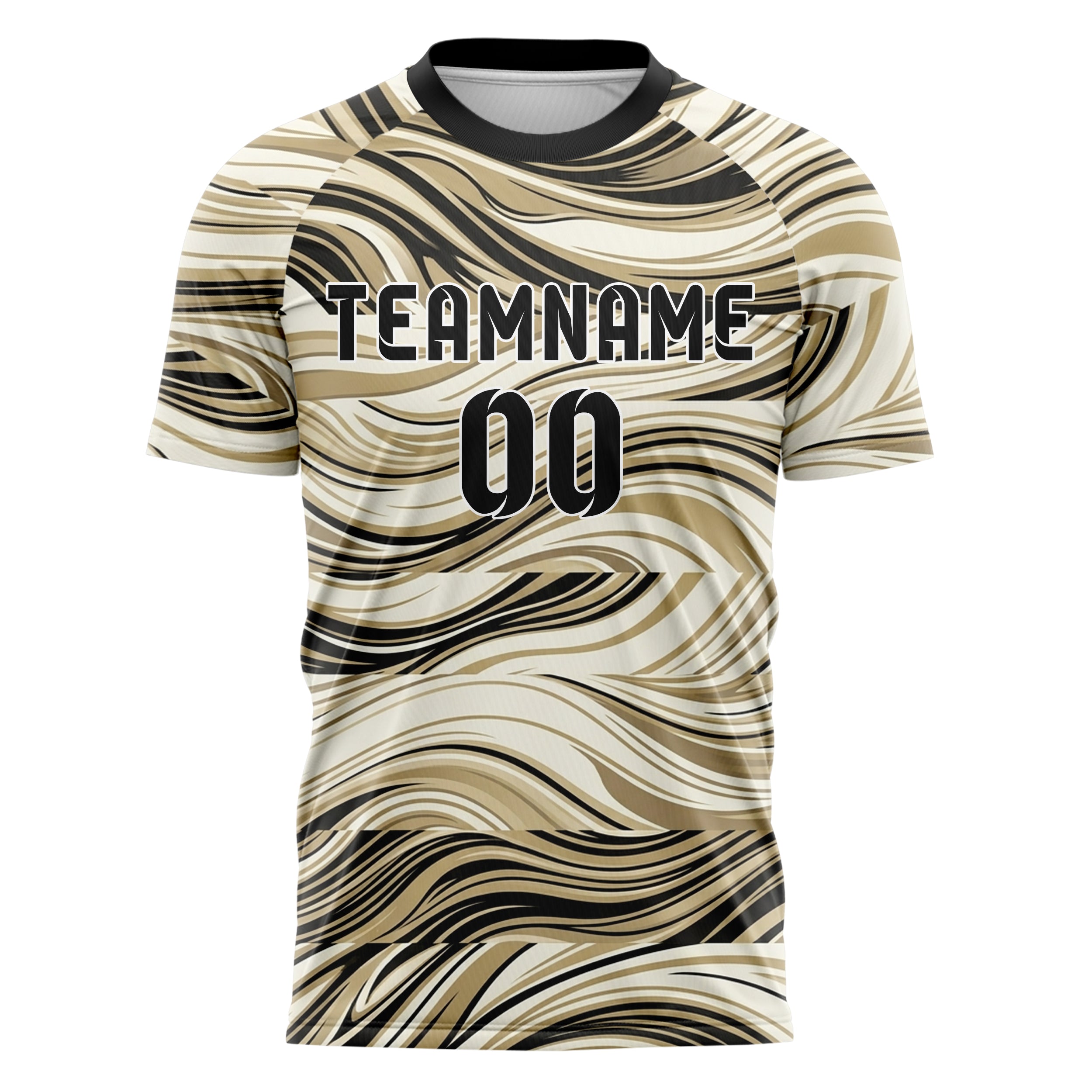 Ivory Black Gold Molten Metal Ribbon Custom Soccer Jersey