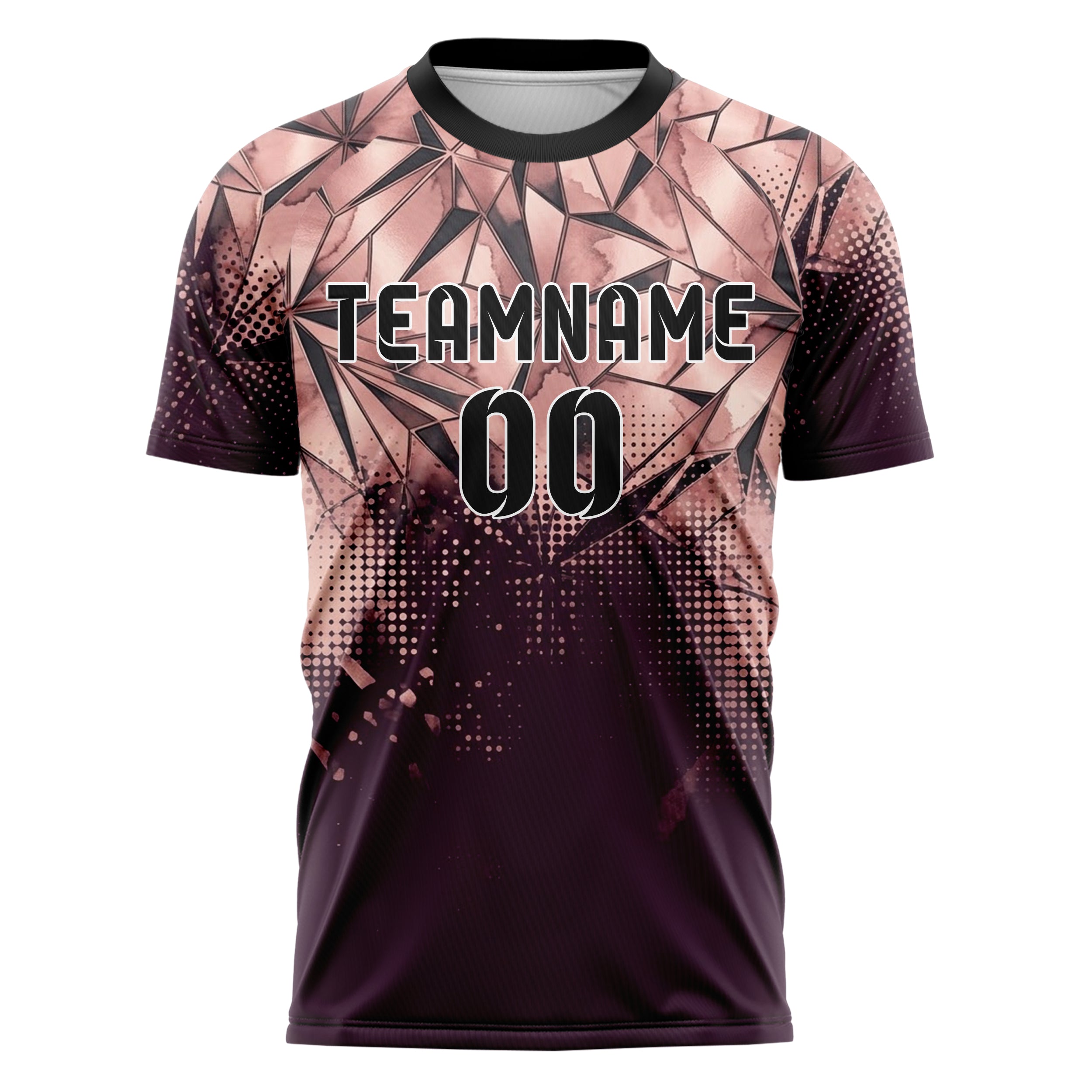 Plum Rose Gold Charcoal Porcelain Inlay Geometry Custom Soccer Jersey