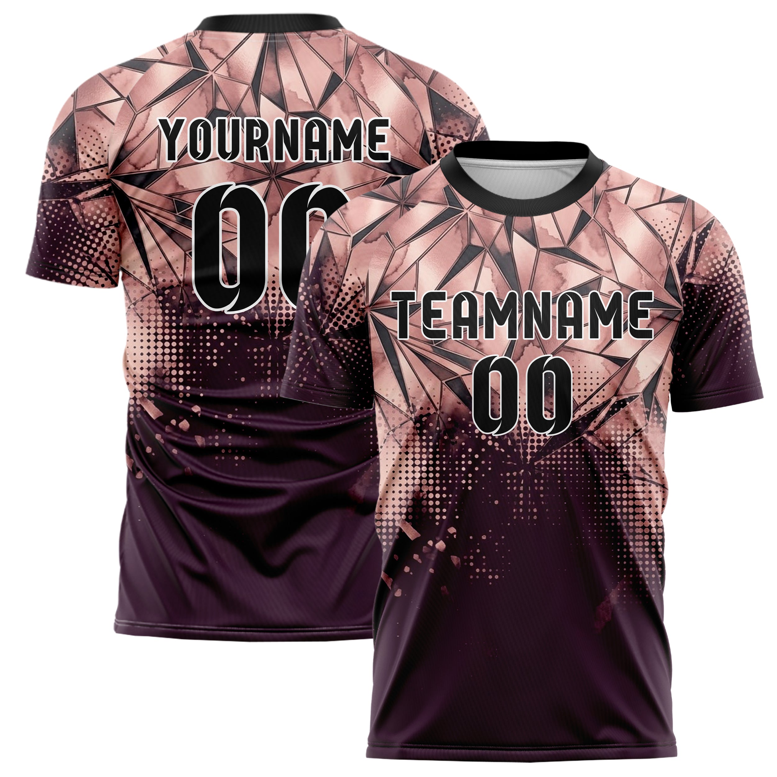 Plum Rose Gold Charcoal Porcelain Inlay Geometry Custom Soccer Jersey