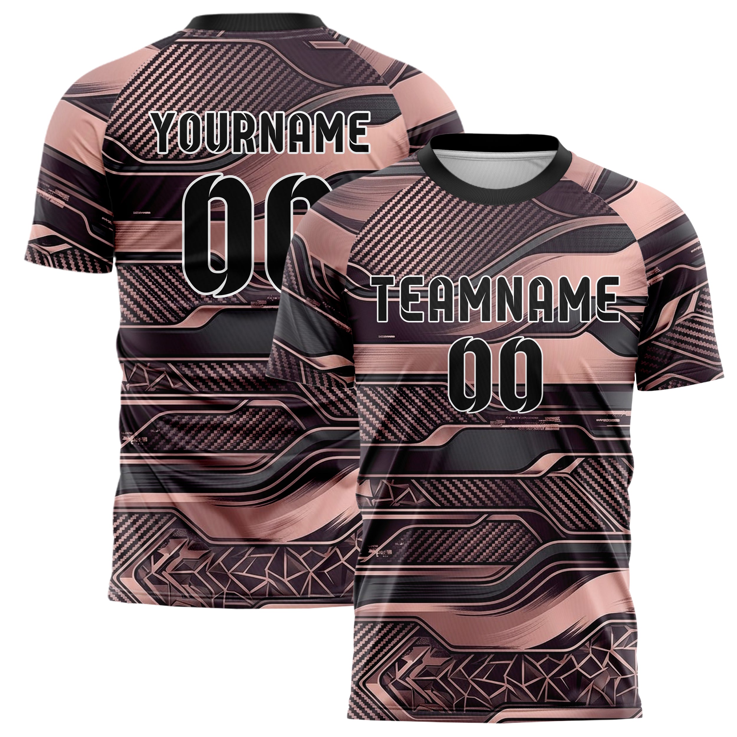 Plum Rose Gold Charcoal Carbon Satin Armor Custom Soccer Jersey