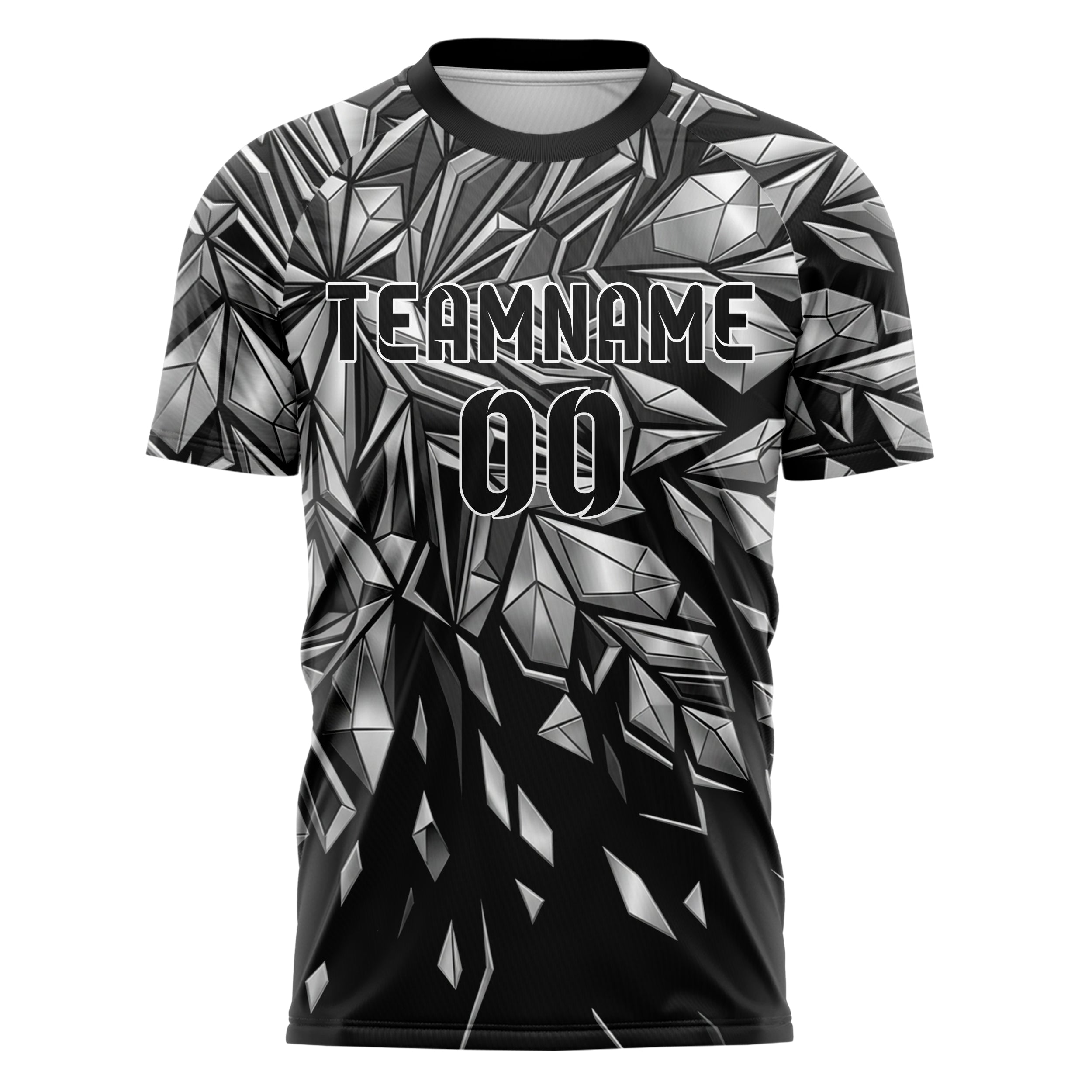 Black Silver Graphite Jewelry Facet Cascade Custom Soccer Jersey