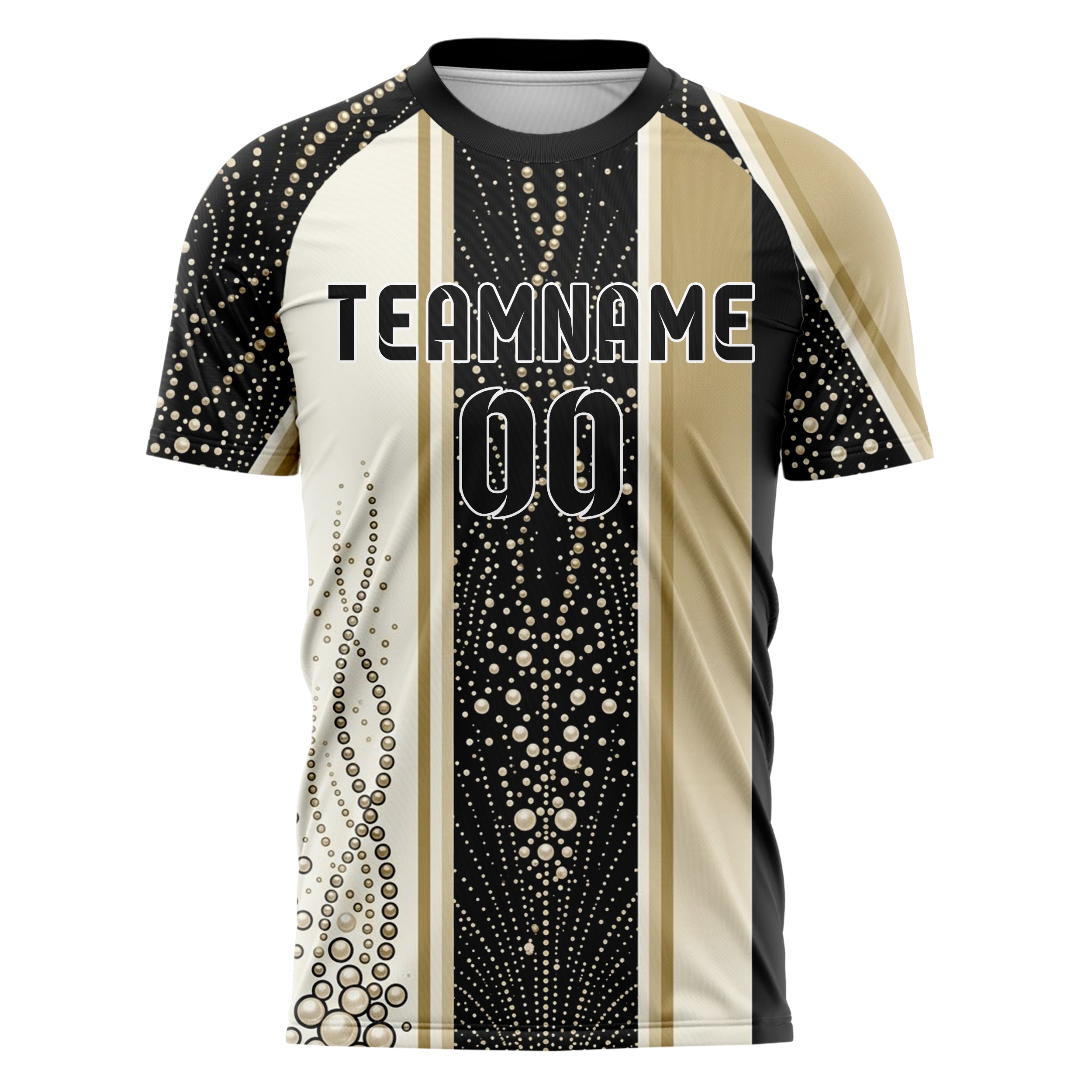 Ivory Black Gold Champagne Bubble Lattice Custom Soccer Jersey