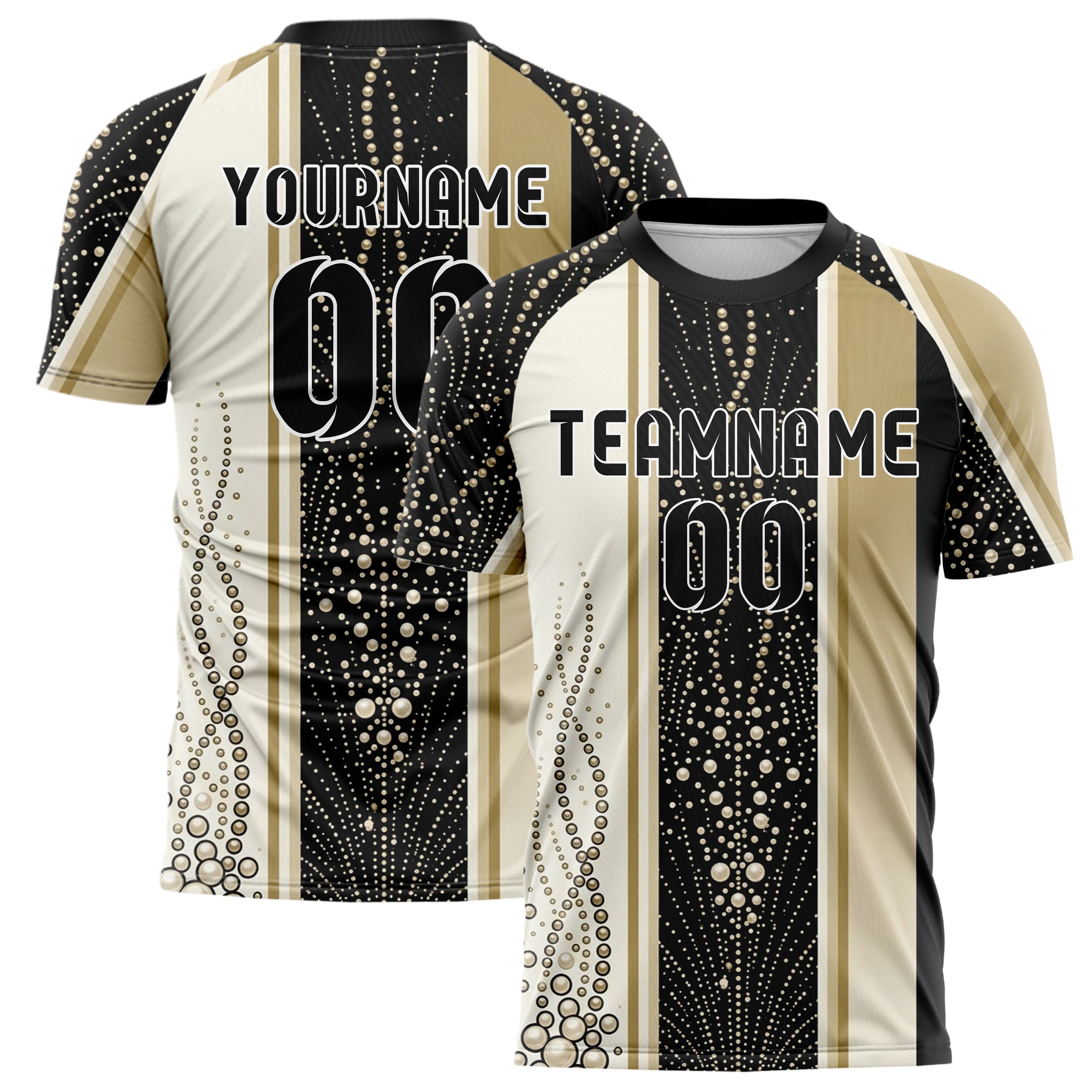 Ivory Black Gold Champagne Bubble Lattice Custom Soccer Jersey