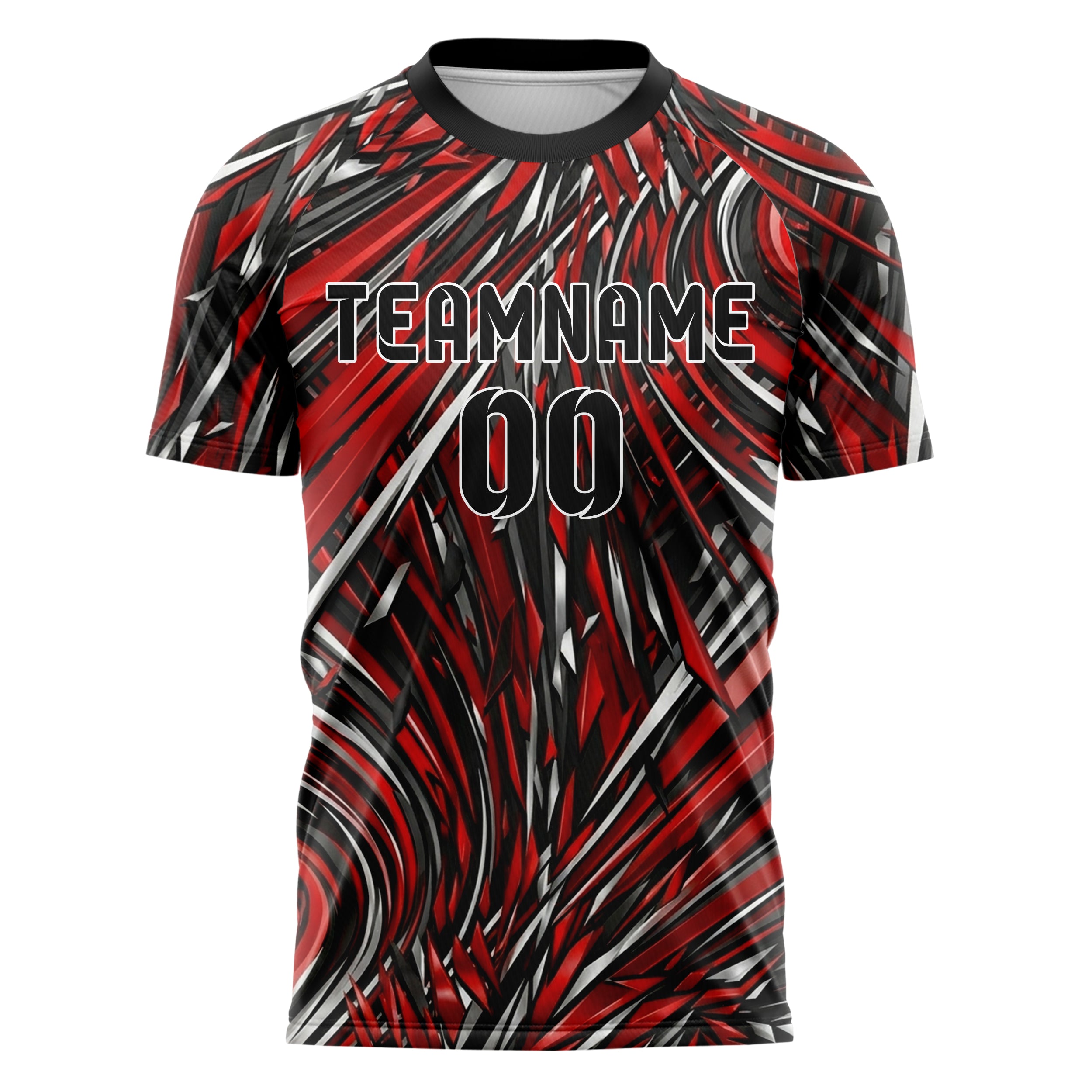 Black Red White Silver Apex Speed Lines Custom Soccer Jersey