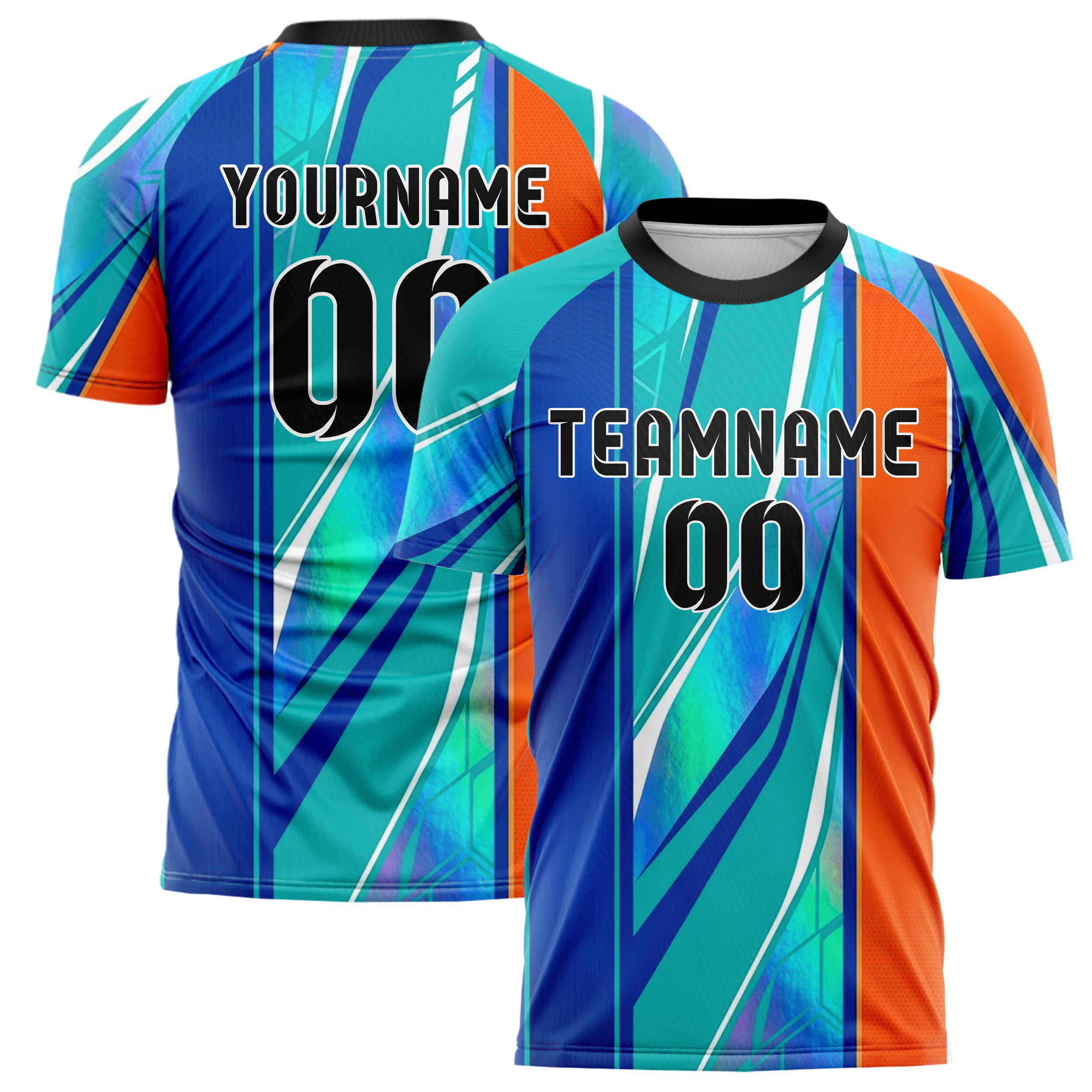 Royal Blue Teal Orange White Endurance Livery Blocks Custom Soccer Jersey