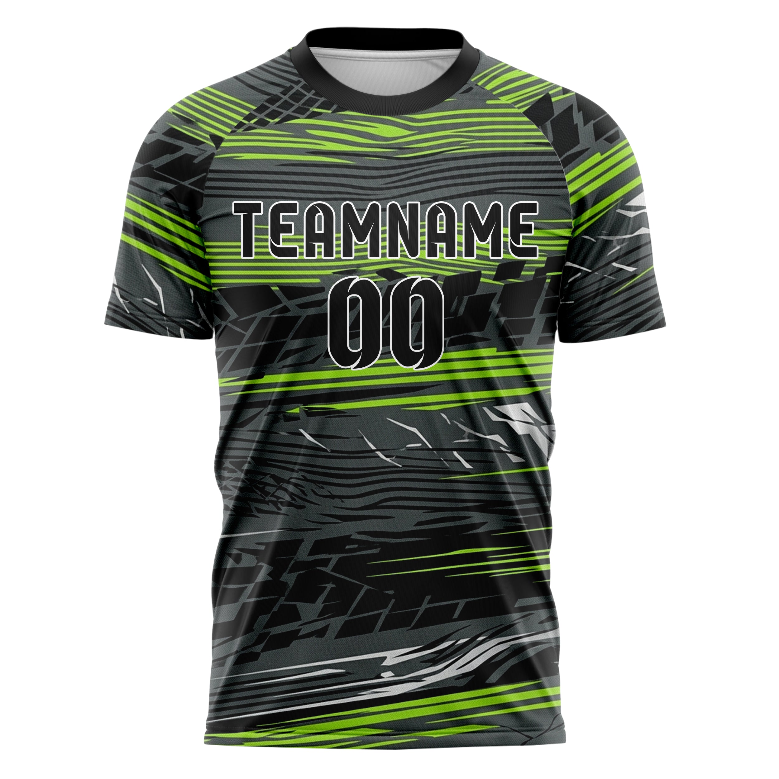 Carbon Acid Green Black Silver Heat Haze Burnout Custom Soccer Jersey