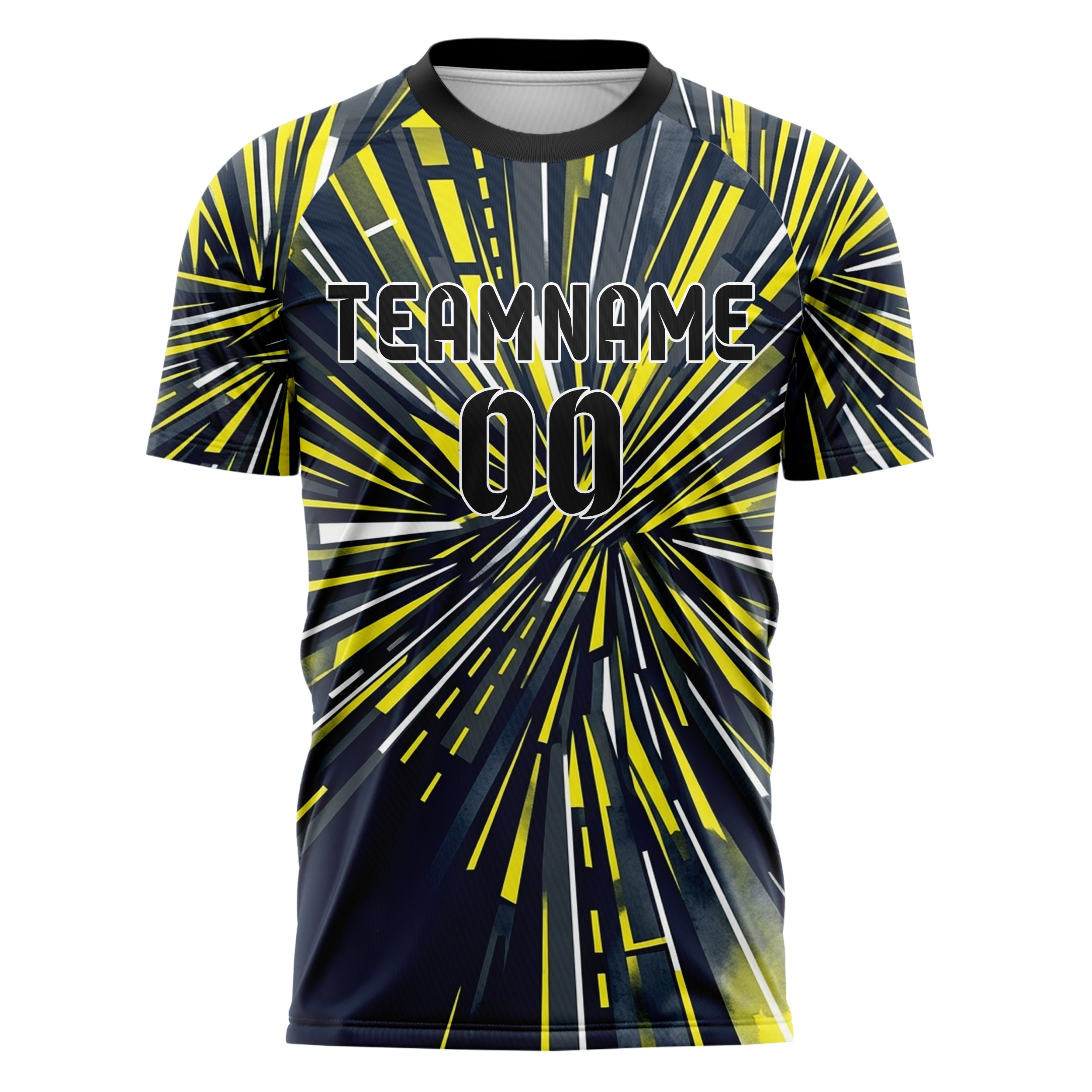 Navy Yellow White Graphite Pitlane Stripe Architecture Custom Soccer Jersey